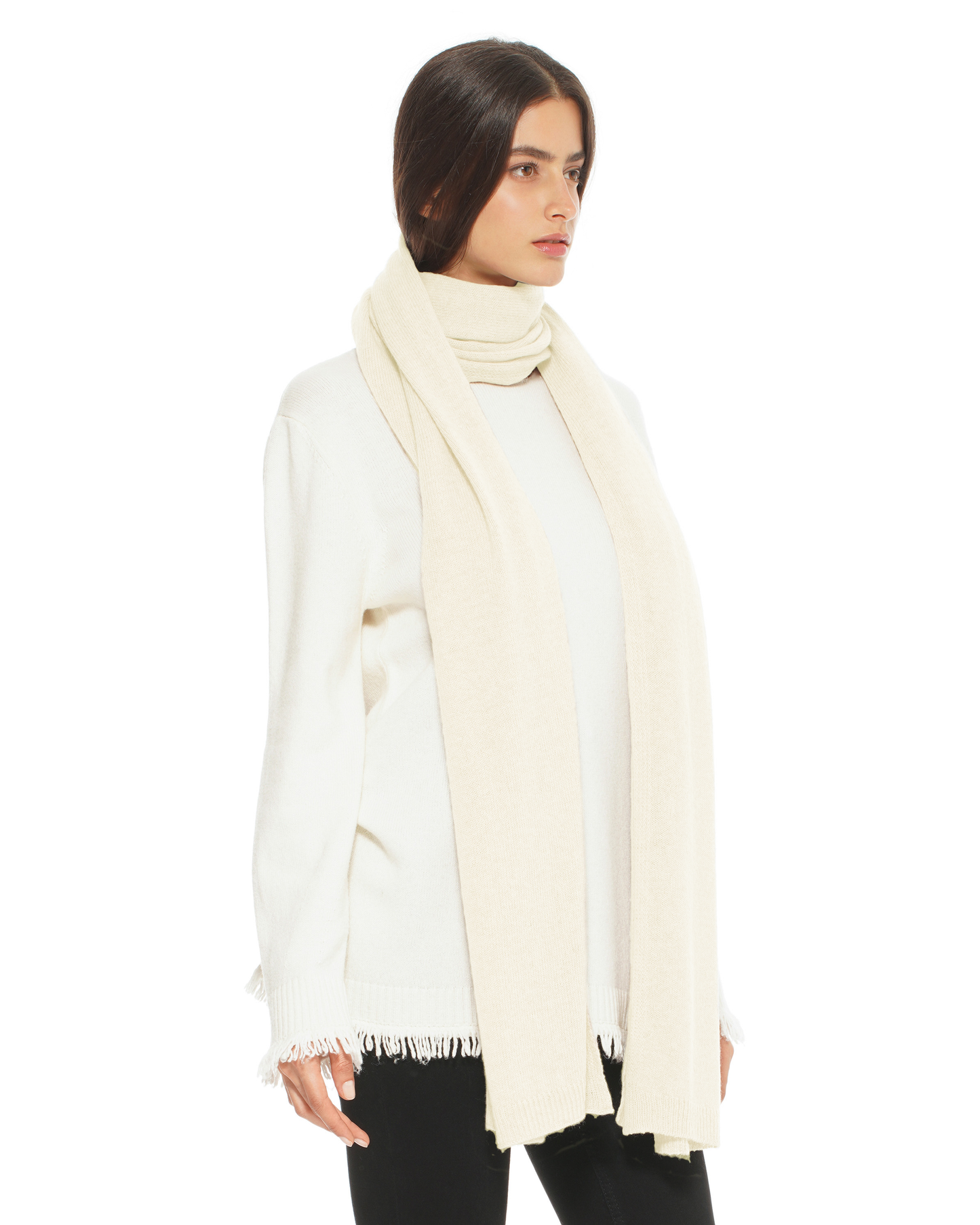 Women's Cashmere Wrap Scarf Milk White