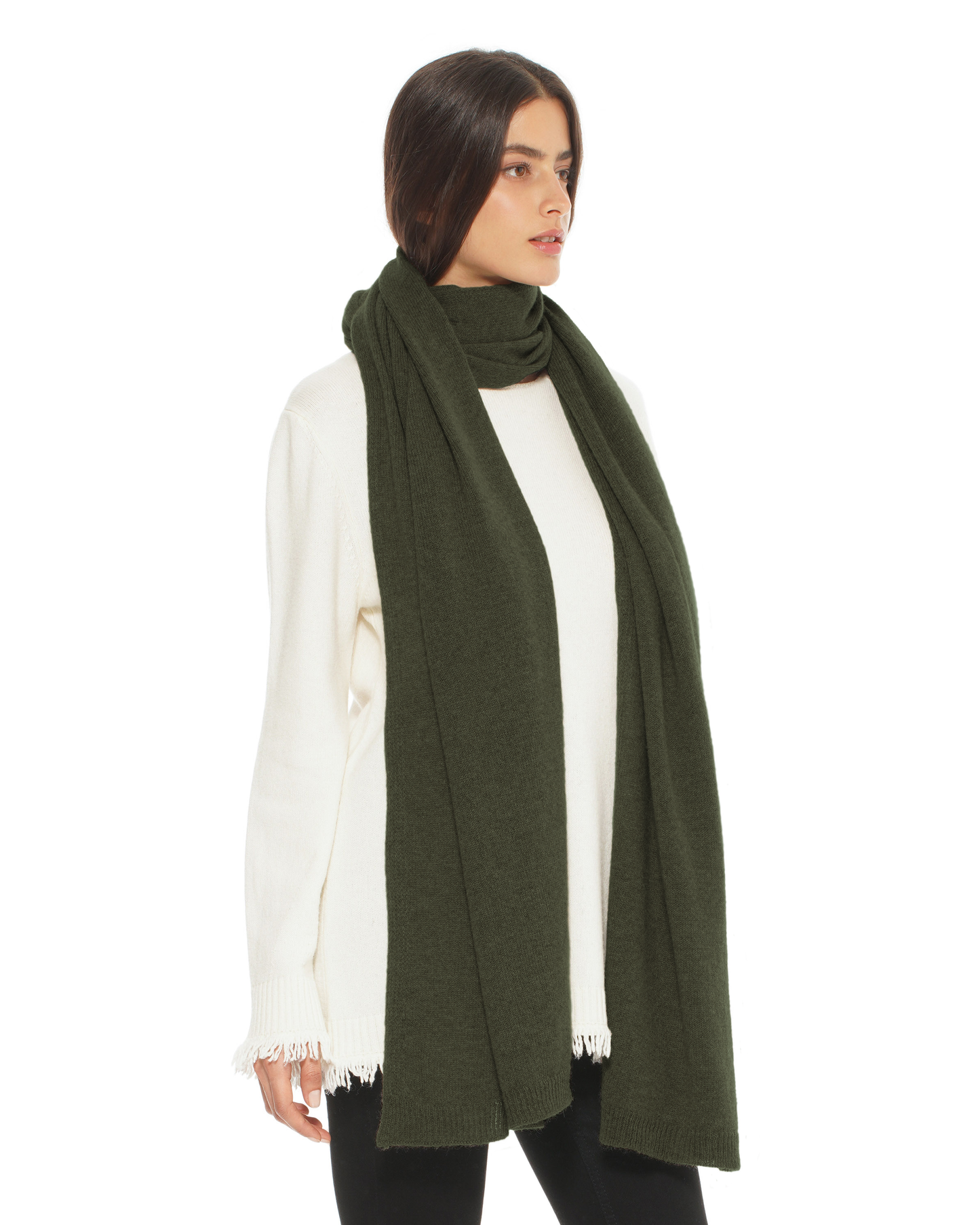Women's Cashmere Wrap Scarf Olive Green