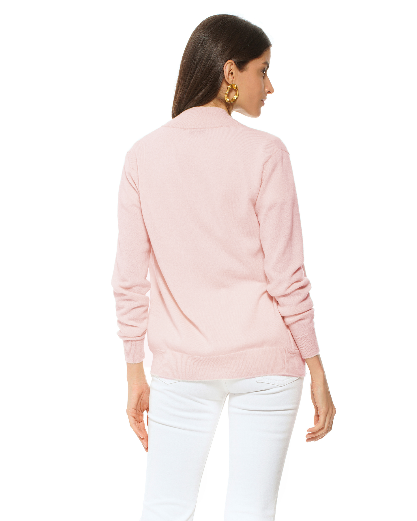 Oprah Daily - Women's Pure Cashmere Zip Cardigan Old Rose