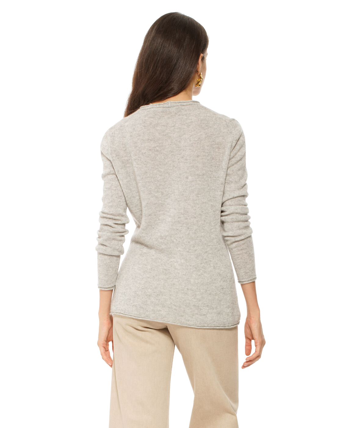 Monticelli Women's Ultra-Light Cashmere V-Neck Sweater Light Grey 3