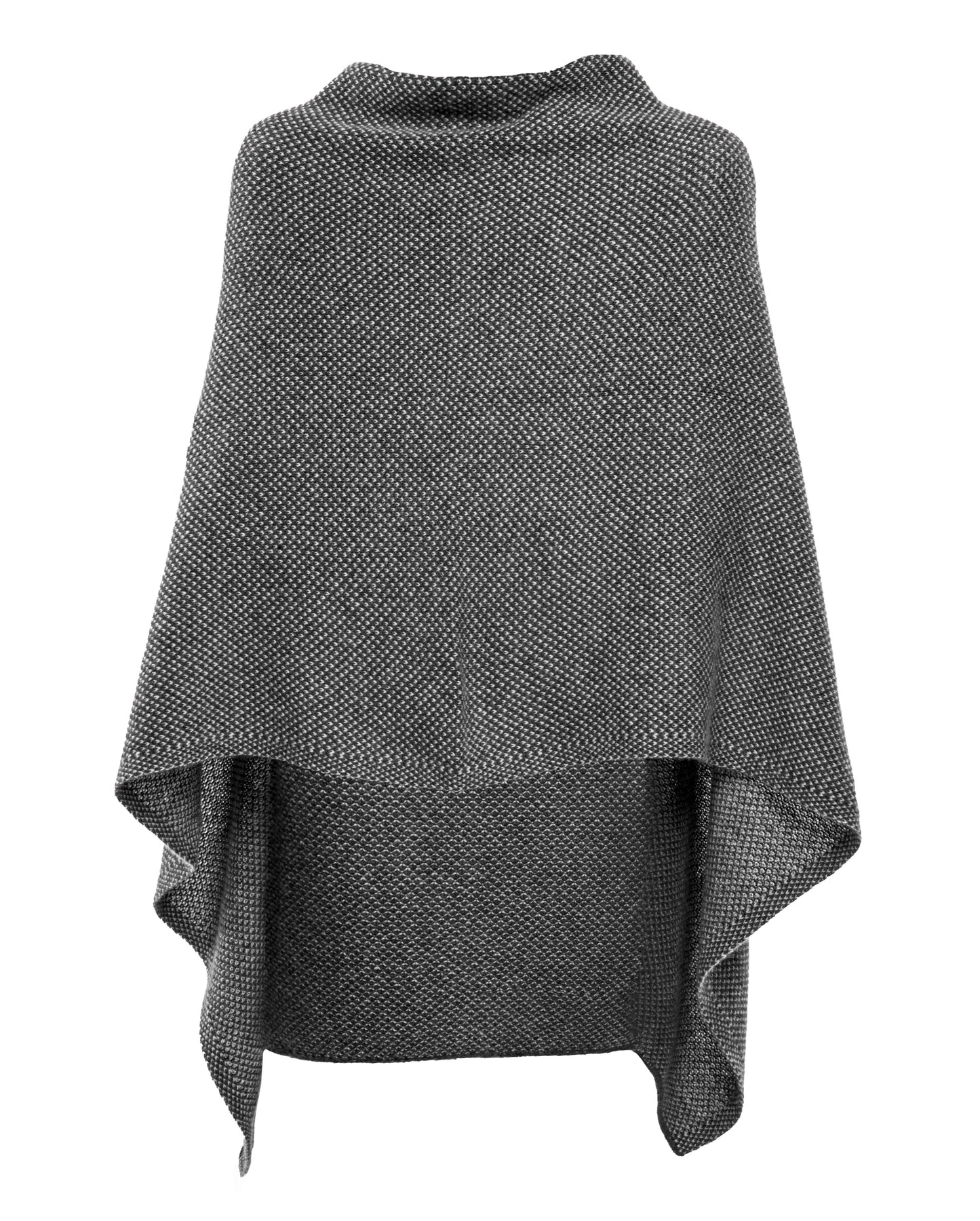 Asymetric Poncho Cashmere Tow Color Black Made In Italy 1