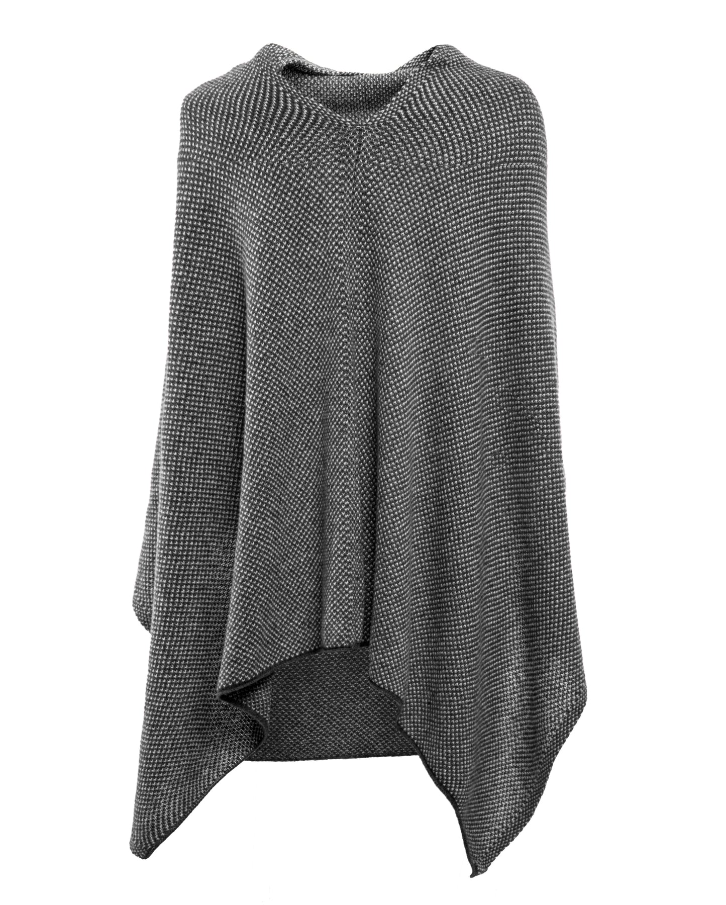 Asymetric Poncho Cashmere Tow Color Black Made In Italy 2