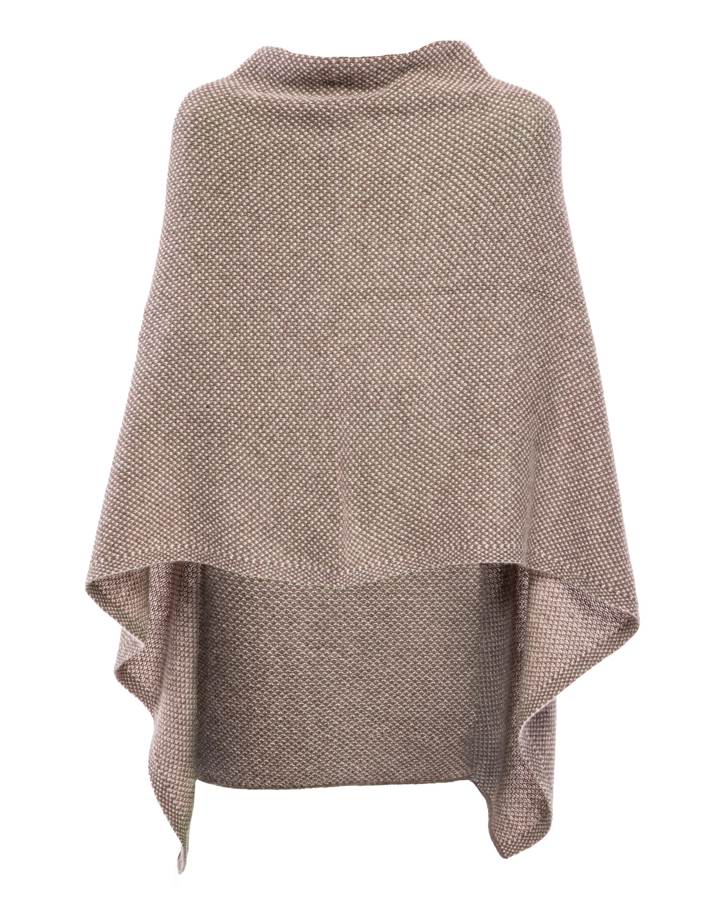 Asymetric Poncho Cashmere Tow Color Light Brown Made In Italy 6