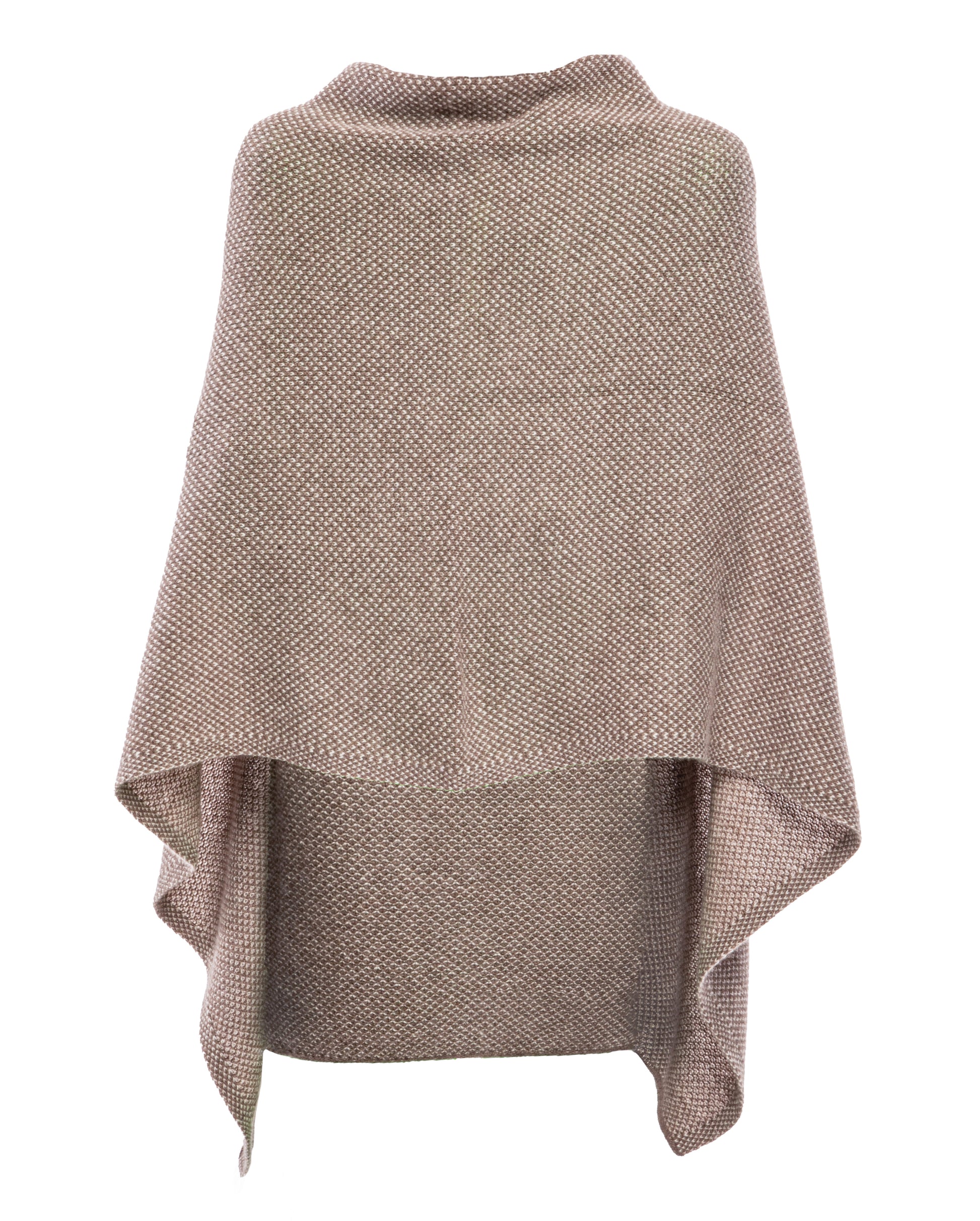 Asymetric Poncho Cashmere Tow Color Light Brown Made In Italy 6