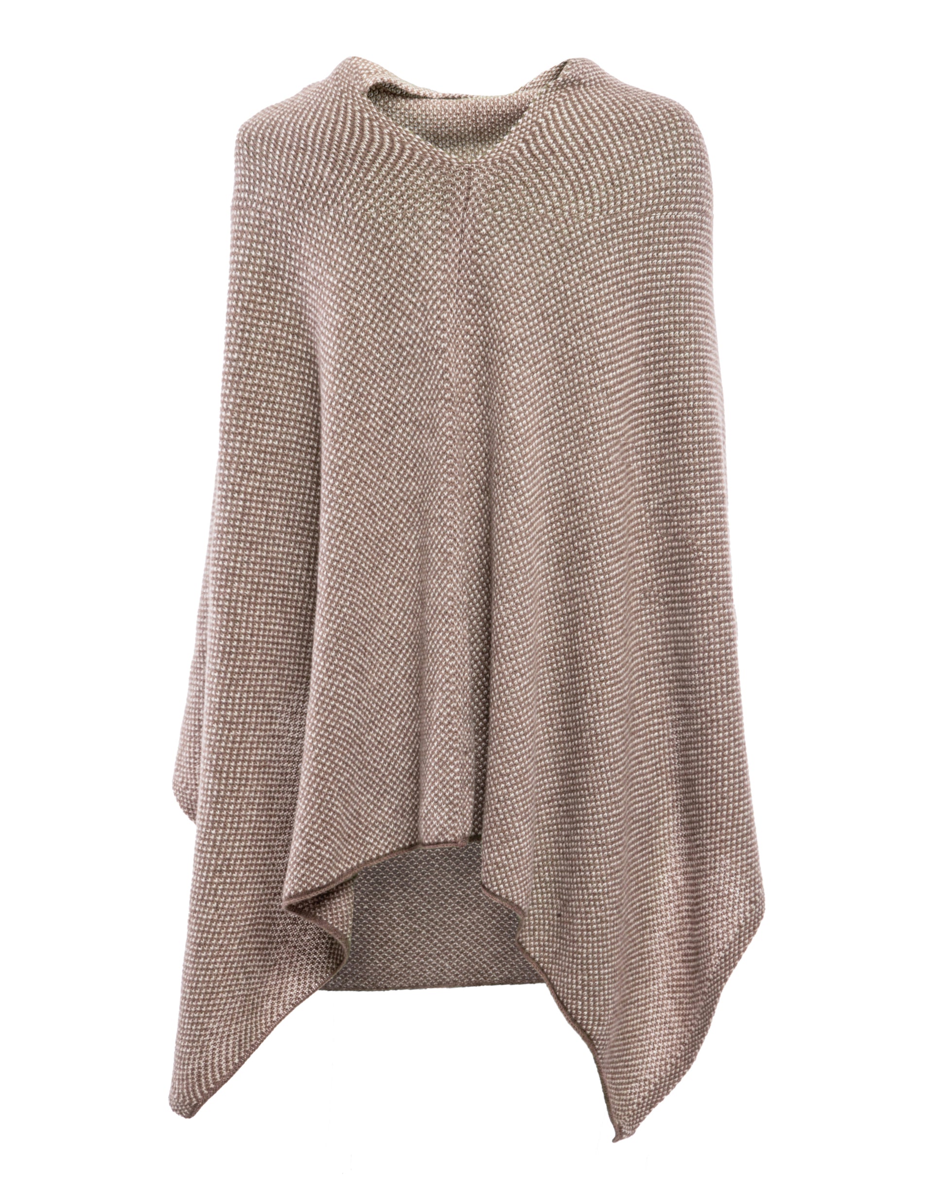 Asymetric Poncho Cashmere Tow Color Light Brown Made In Italy 7