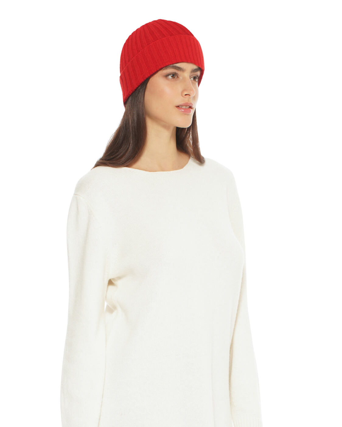 Monticelli Pure Cashmere Ribbed Hat Red 2