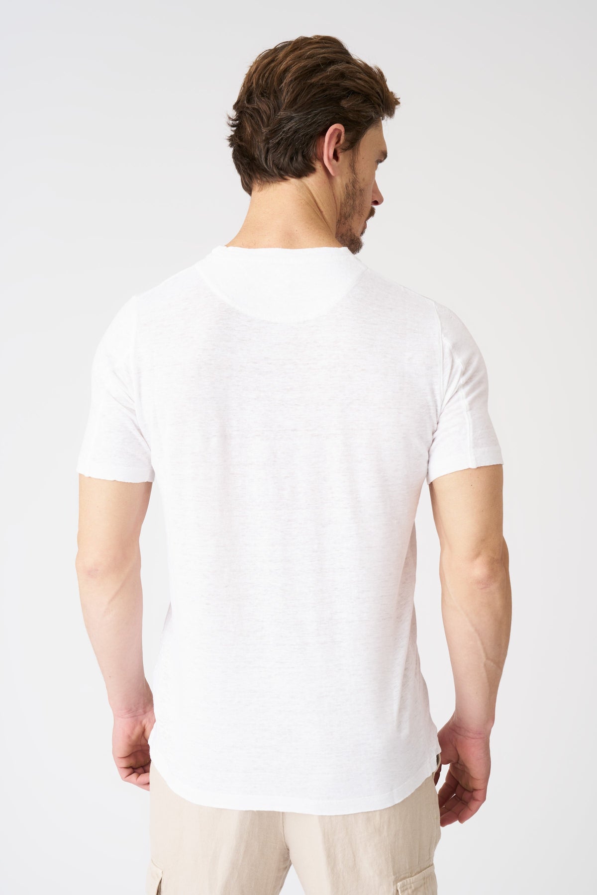 Men's Linen Crewneck T-Shirt – White, view 4
