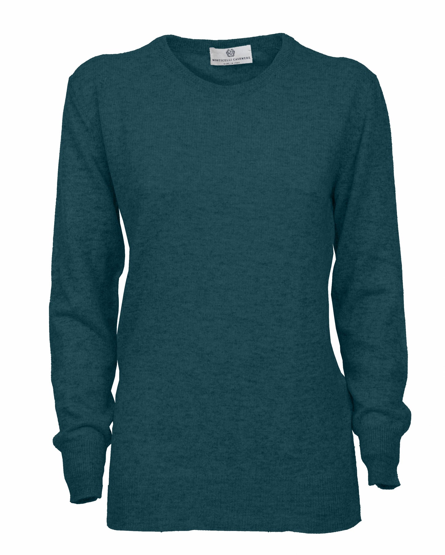 Women's Pure Cashmere Original Crew Neck Sweater Forest Green Made In Italy1