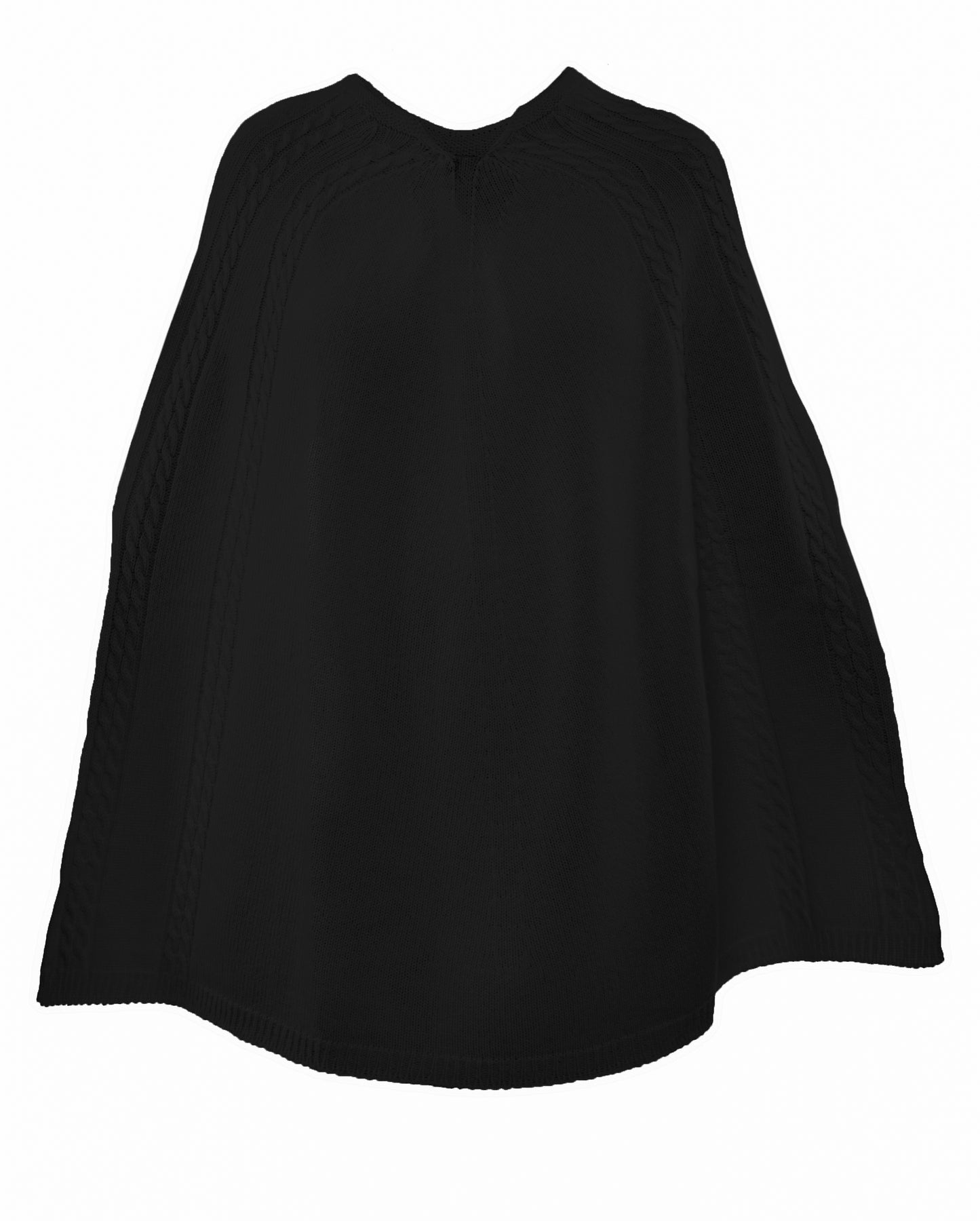 cable Poncho Black Made In Italy 1