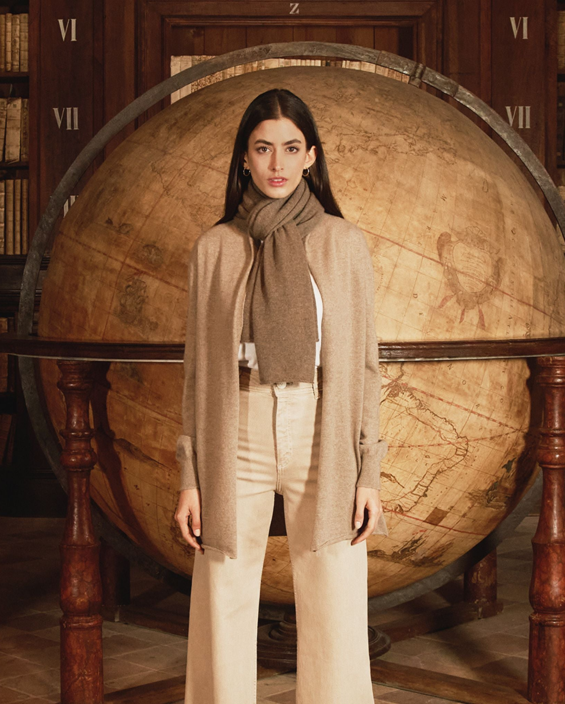 Monticelli Pure Cashmere Open Front Cardigan Taupe 1 Made In Italy