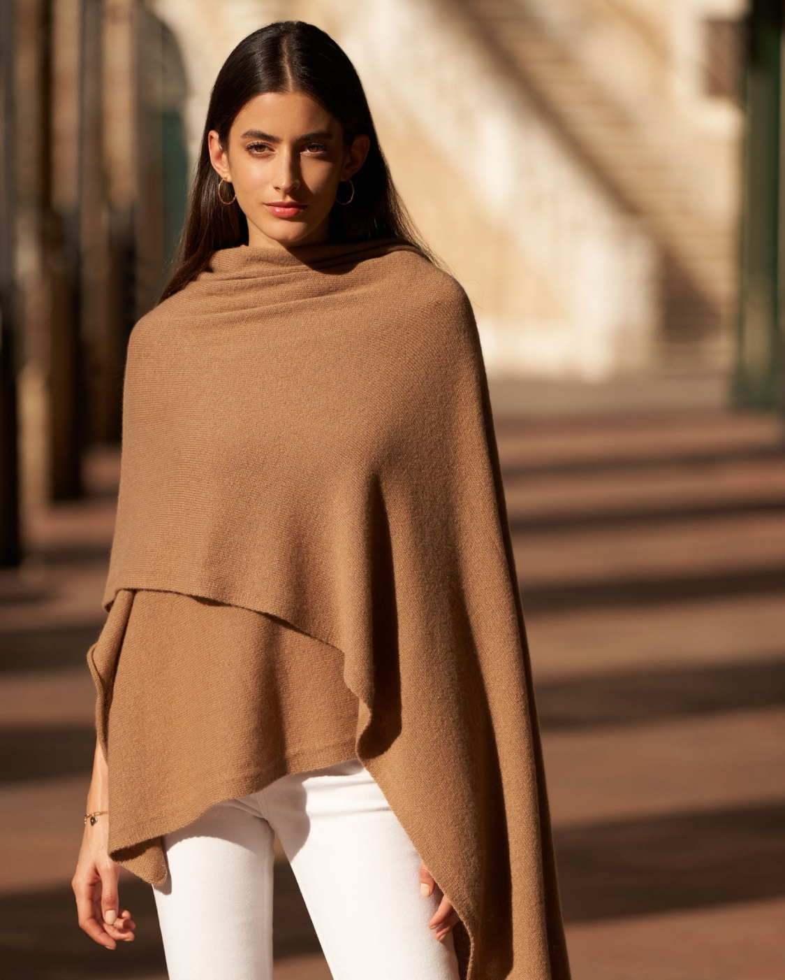 Women's Pure Cashmere Maxi Wrap Camel Made In Italy 1