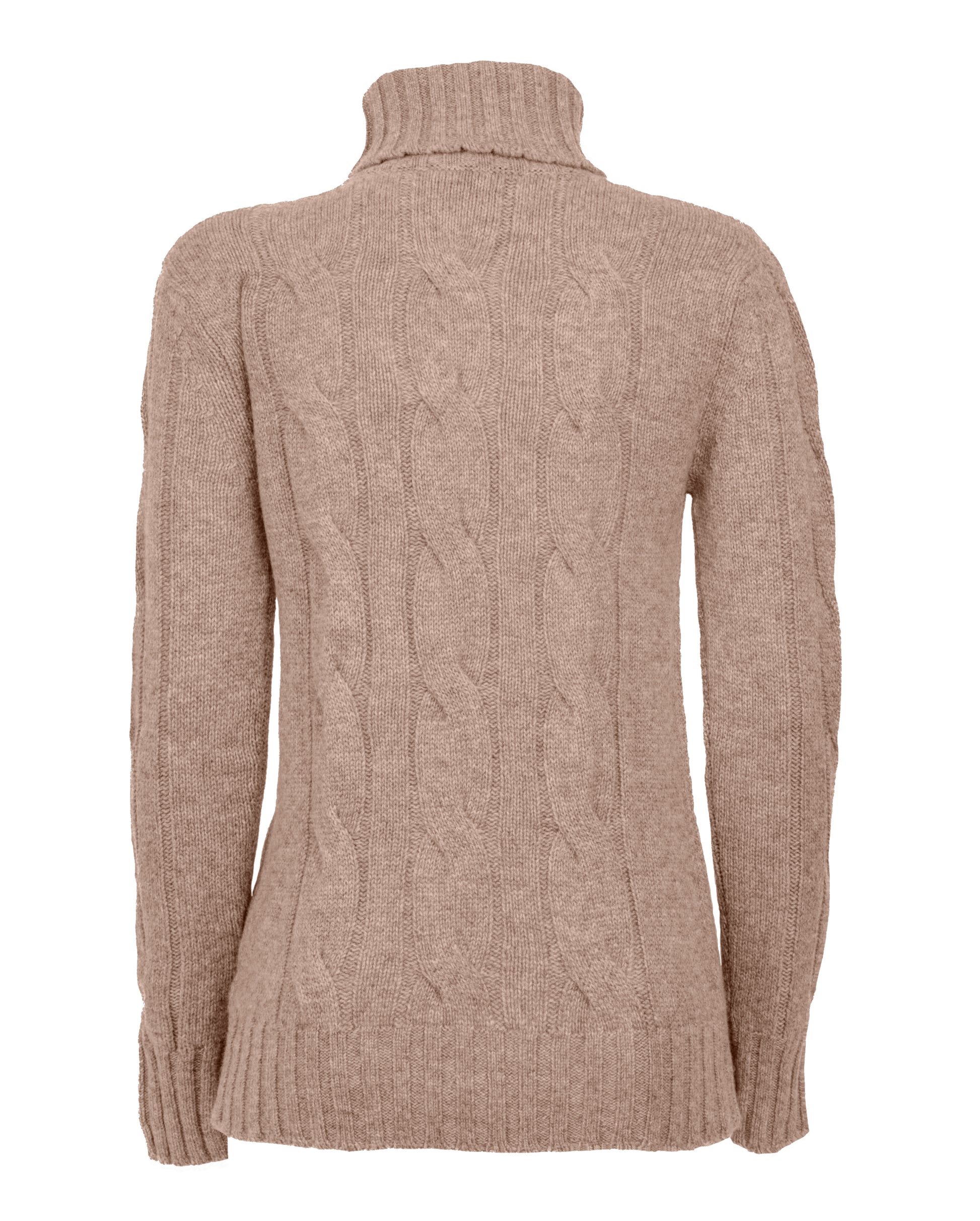 Women Cashmere Turtle Neck Sweater Made In Italy Taupe 2