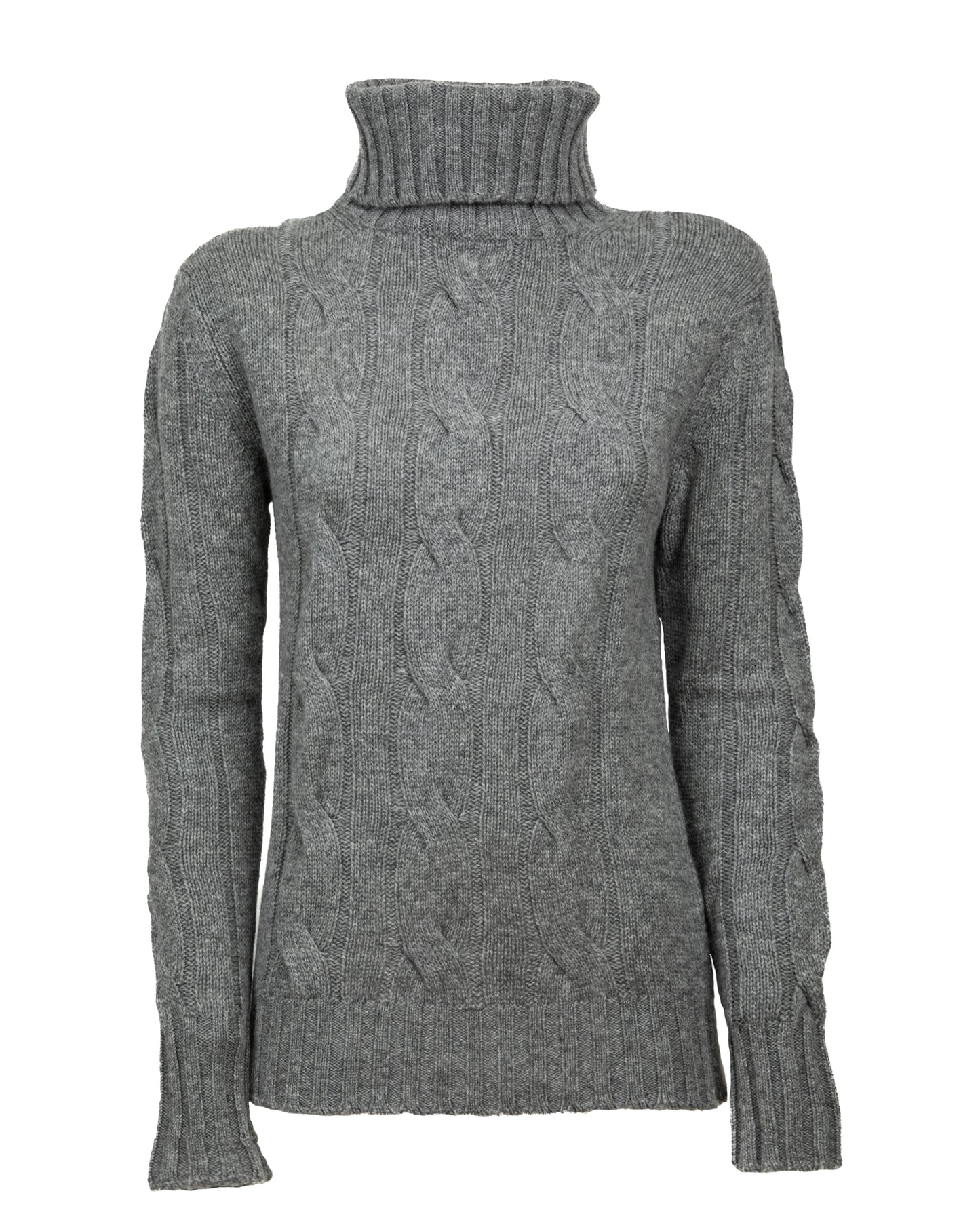 Women Cashmere Turtle Neck Sweater Made In Italy Melange Gray 6