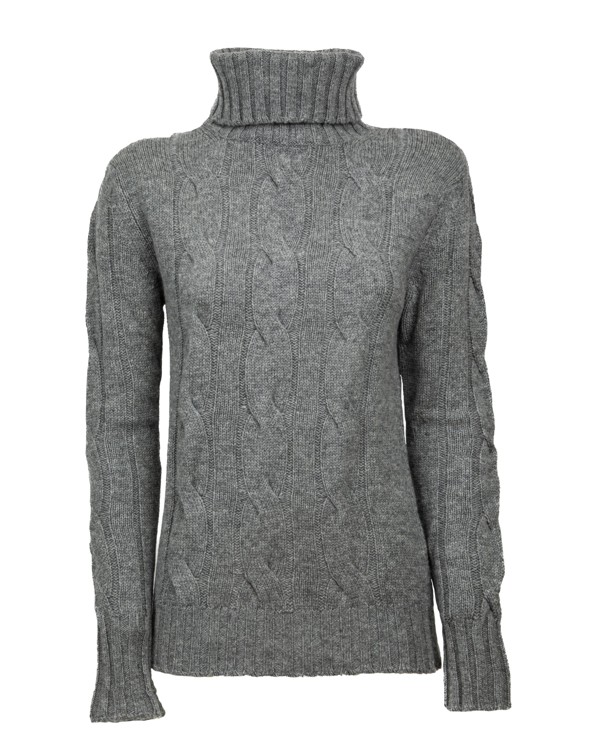 Women Cashmere Turtle Neck Sweater Made In Italy Melange Gray 6