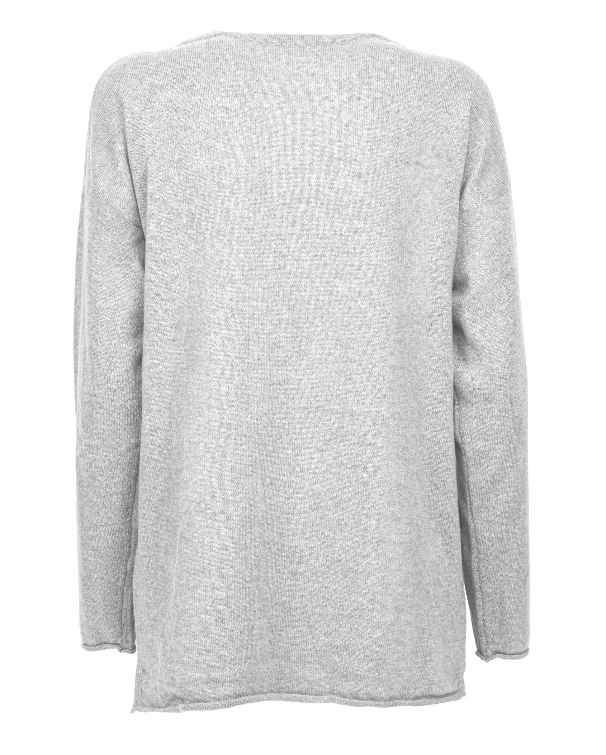 Womens Cashmere Maxi Sweater Boat Neck Light Gray 2