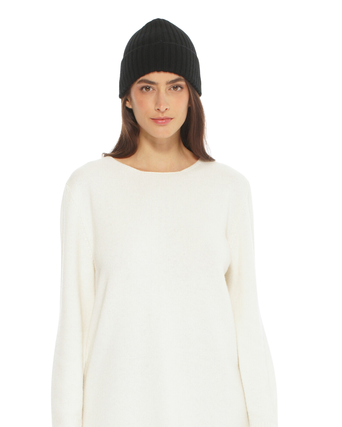 Monticelli Pure Cashmere Ribbed Hat Black Made In Italy