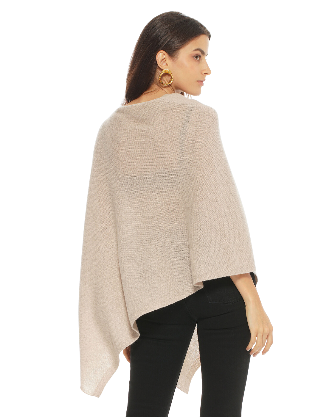Monticelli Women's Essential Pure Cashmere Poncho Made In Italy Beige 1