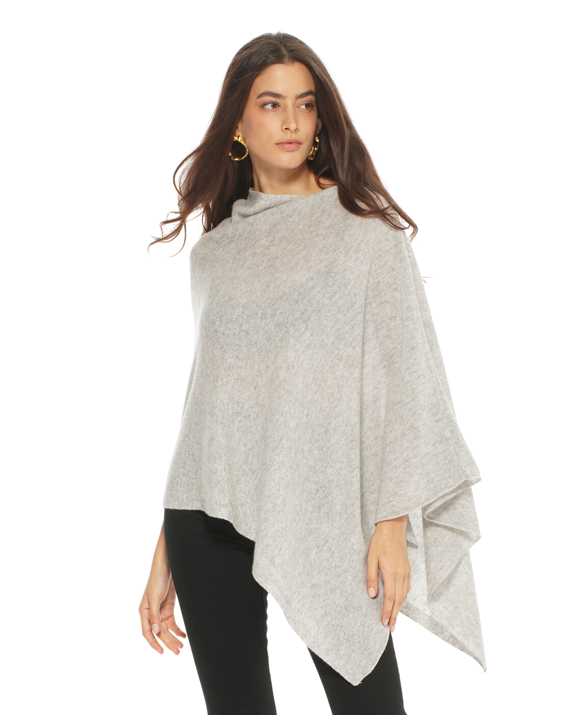 Monticelli Women's Essential Pure Cashmere Poncho Made In Italy Brown 5