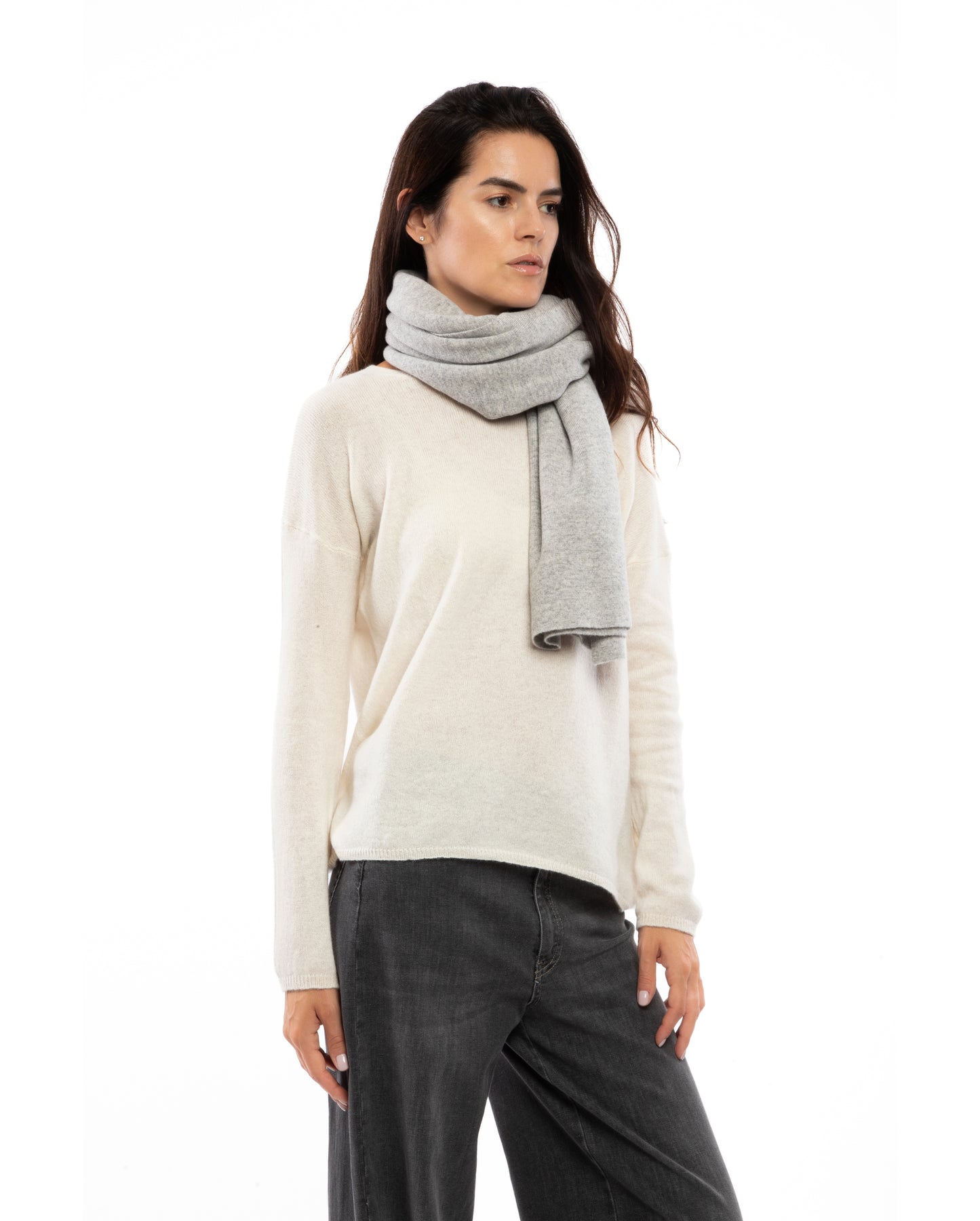 Exclusive Cashmere Stole Light Grey Made In Italy 5