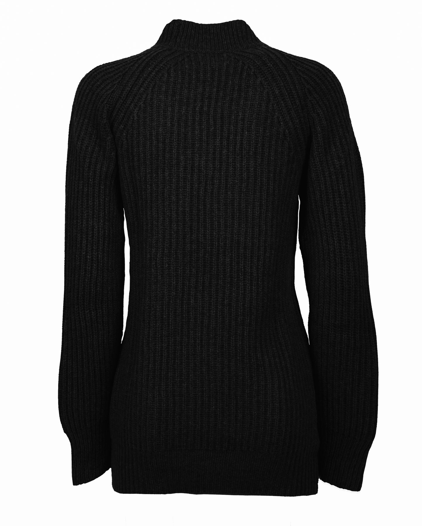 Fisherman Rib Womens Cashmere Crew Neck Made In Italy Black 2