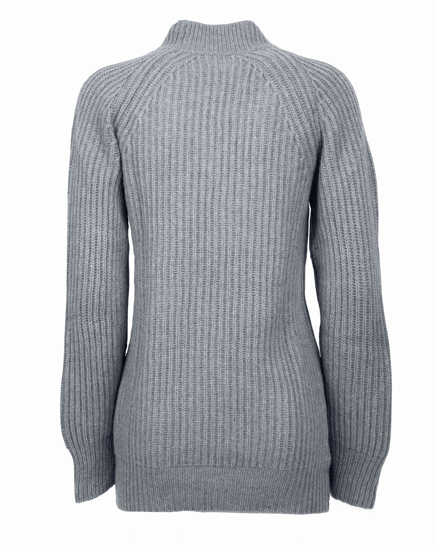 Fisherman Rib Womens Cashmere Crew Neck Made In Italy Light Gray 2