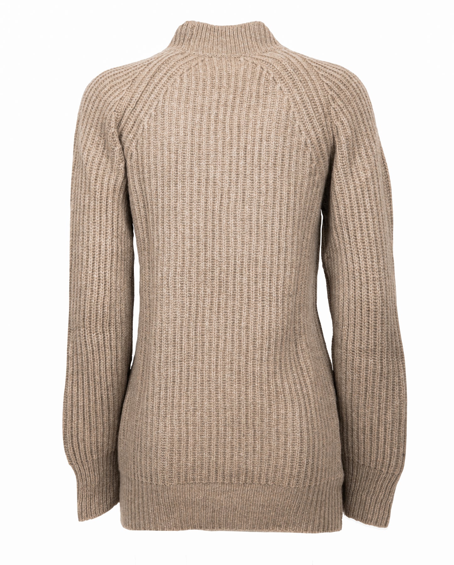 Fisherman Rib Womens Cashmere Crew Neck Made In Italy Taupe 8