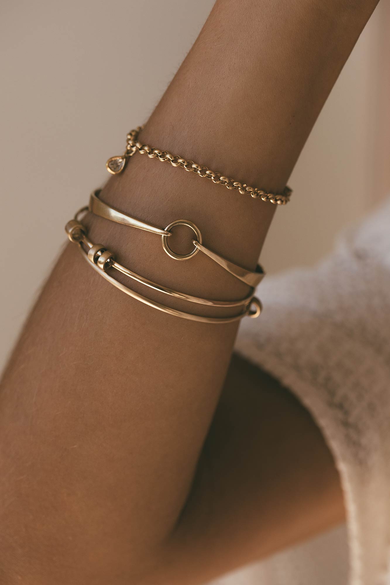 Closeup of hansen bracelet on wrist