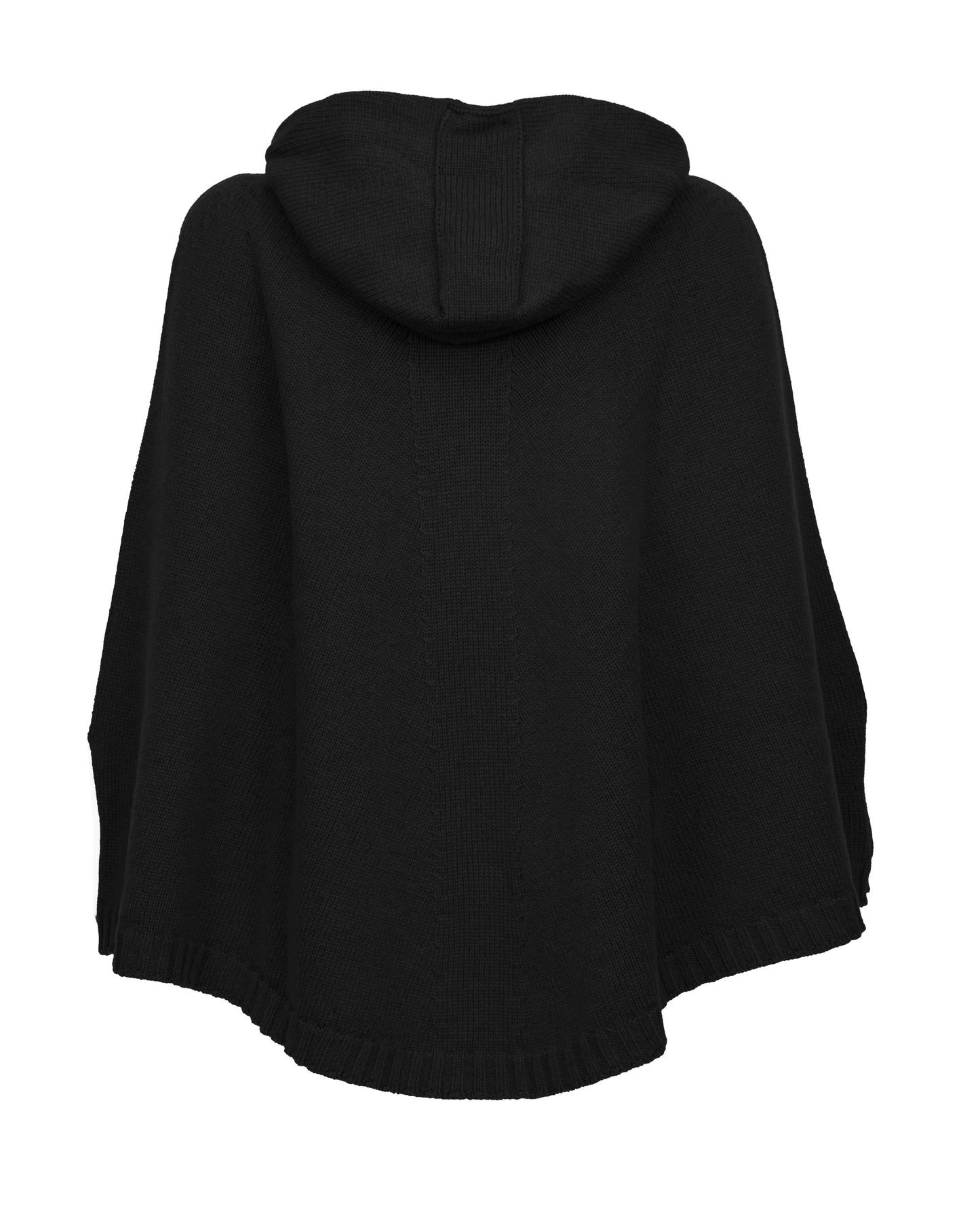 Hoodie Poncho Pure Cashmere Black Made In Italy 2