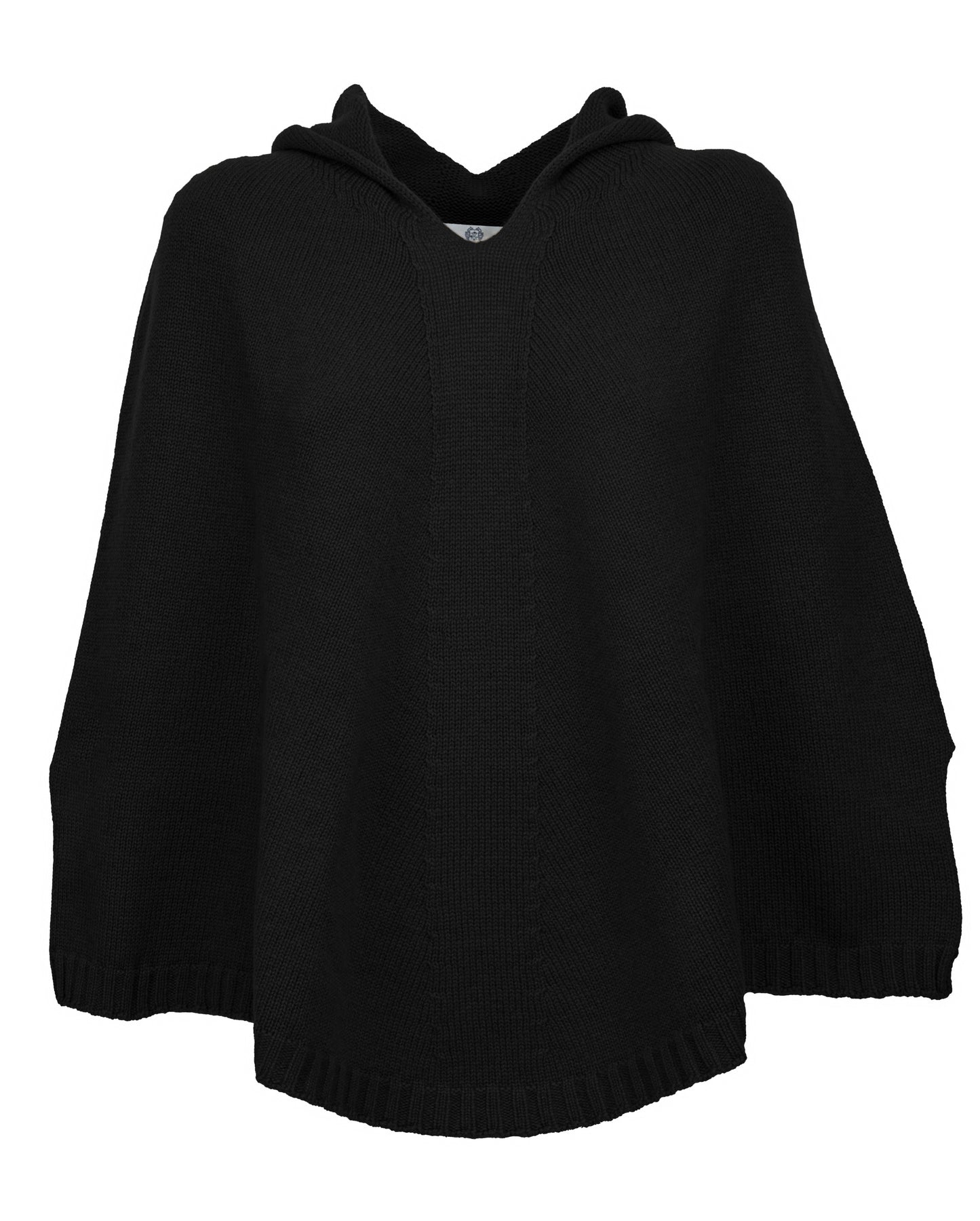 Hoodie Poncho Pure Cashmere Black Made In Italy 1