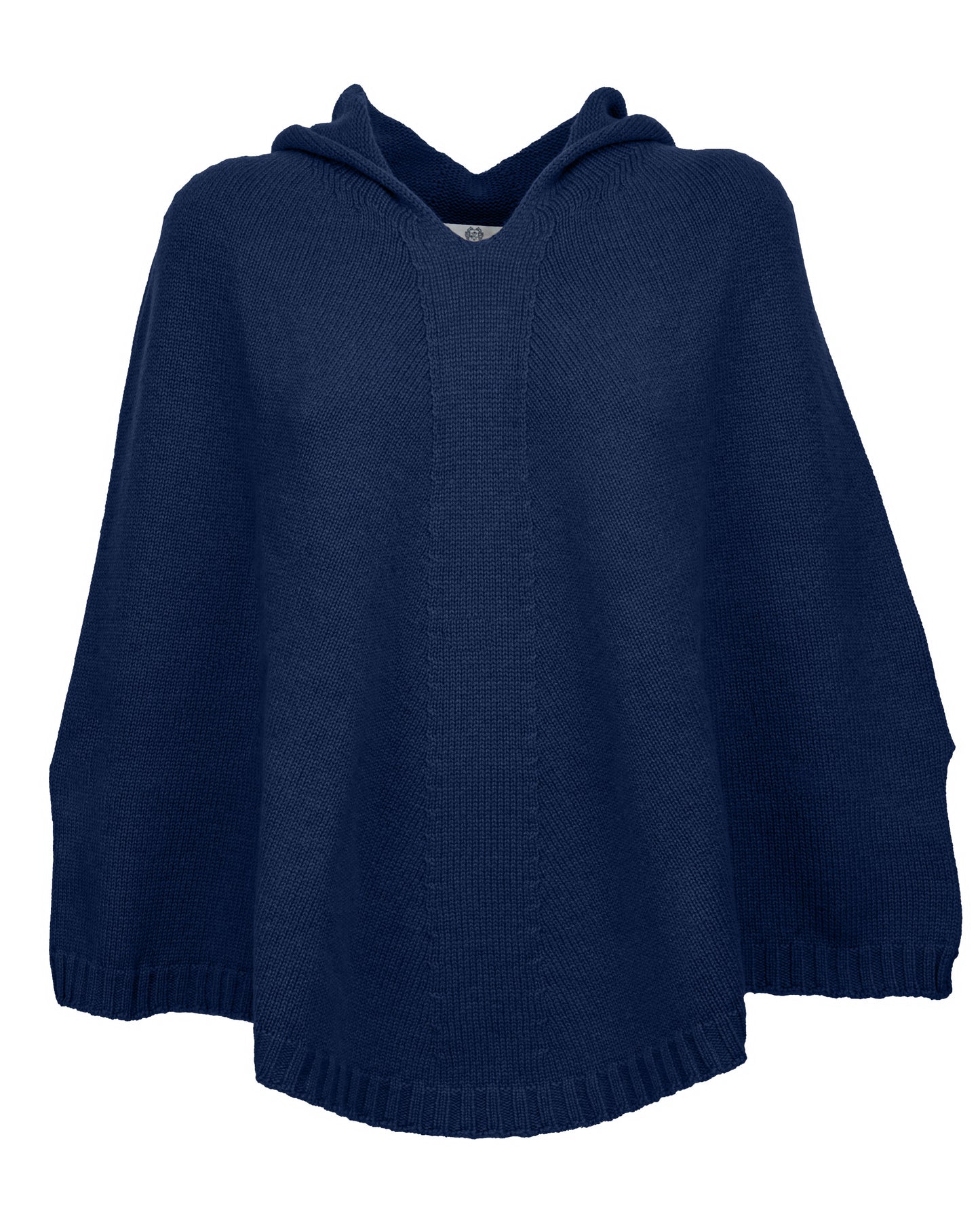 Hoodie Poncho Pure Cashmere Melange Blue Made In Italy 1