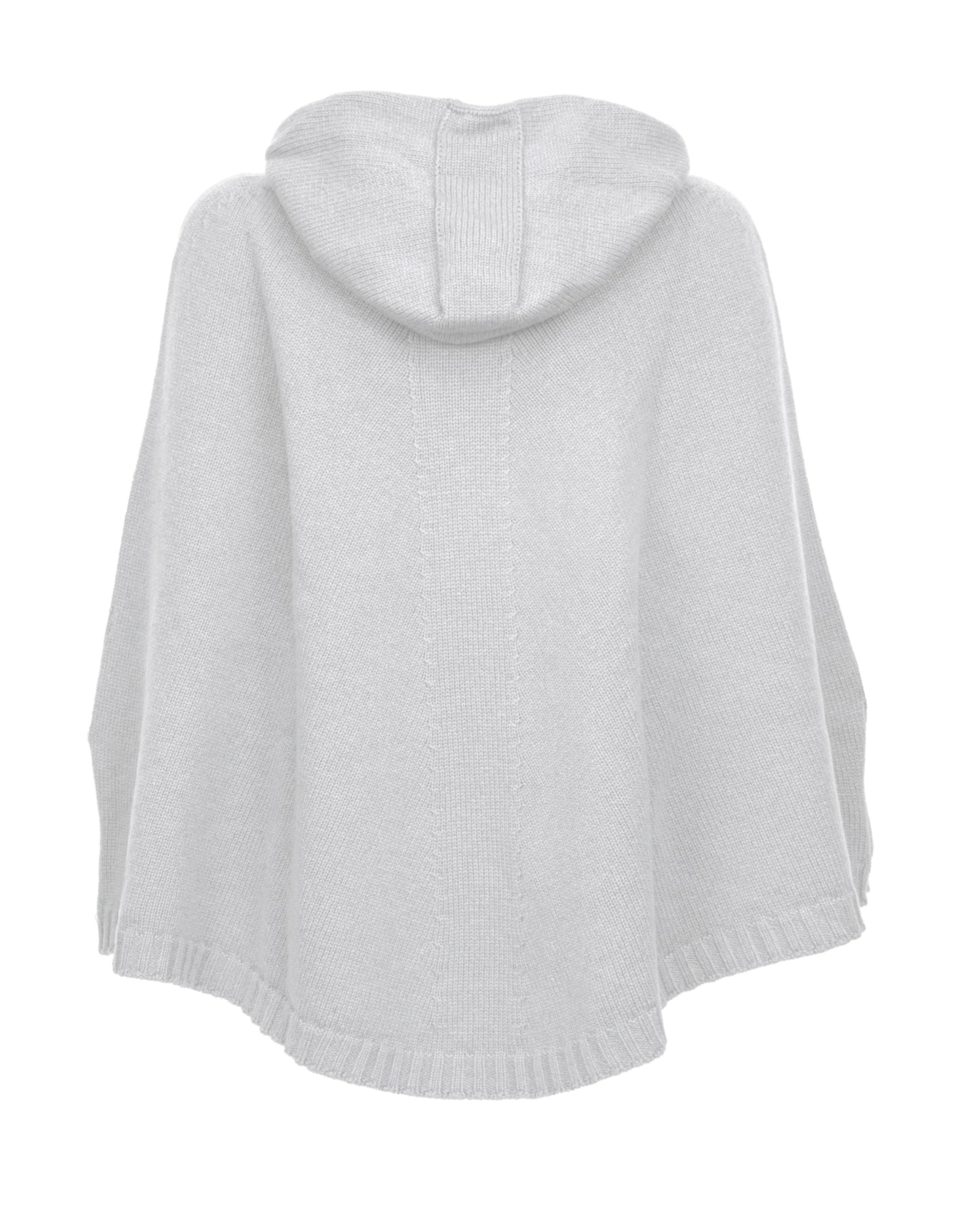 Hoodie Poncho Pure Cashmere Light Gray Made In Italy 2
