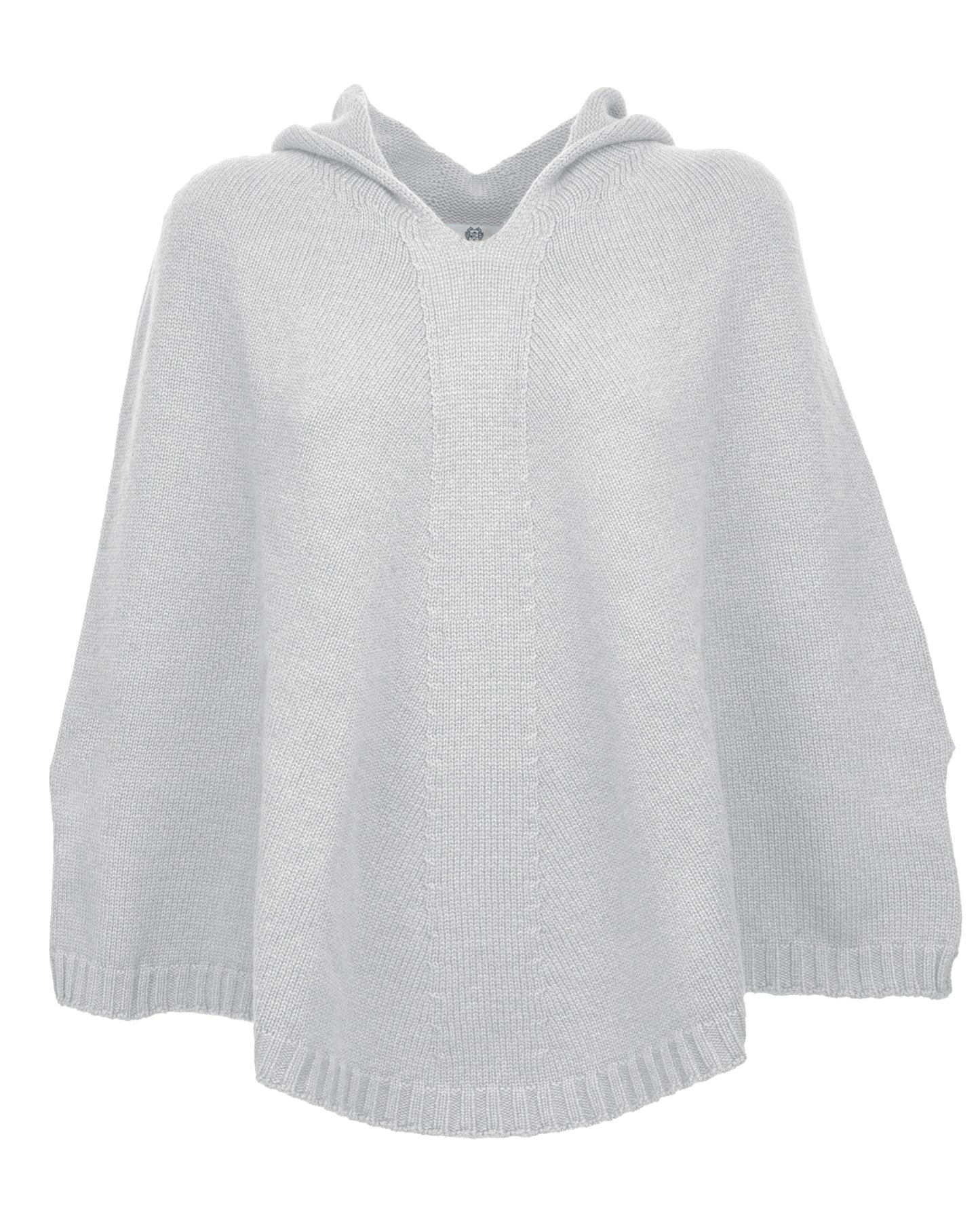 Hoodie Poncho Pure Cashmere Light Gray Made In Italy 1