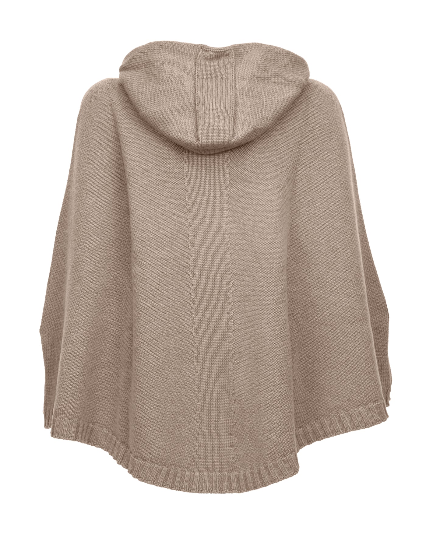 Hoodie Poncho Pure Cashmere Taupe Made In Italy 2