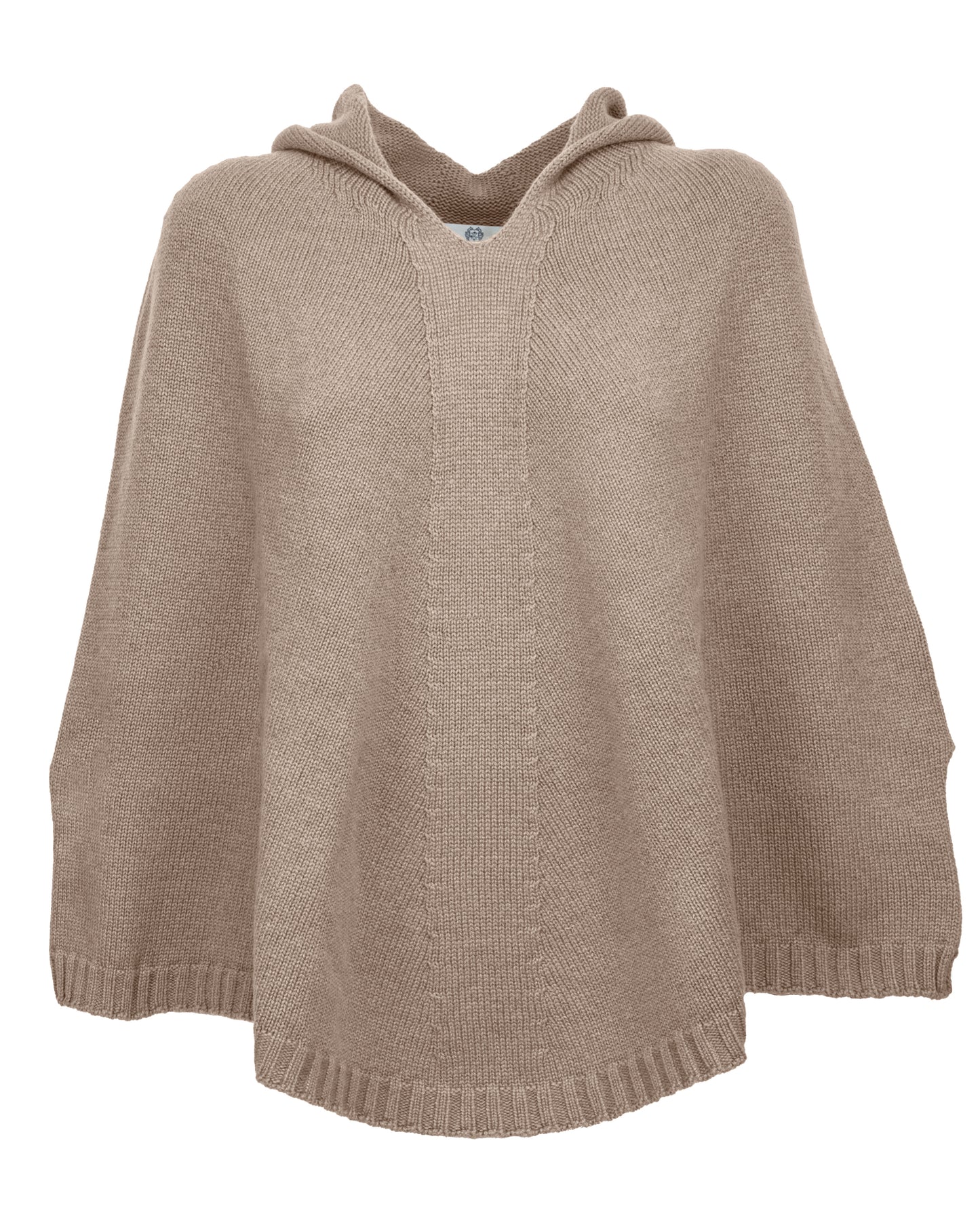Hoodie Poncho Pure Cashmere Taupe Made In Italy 1