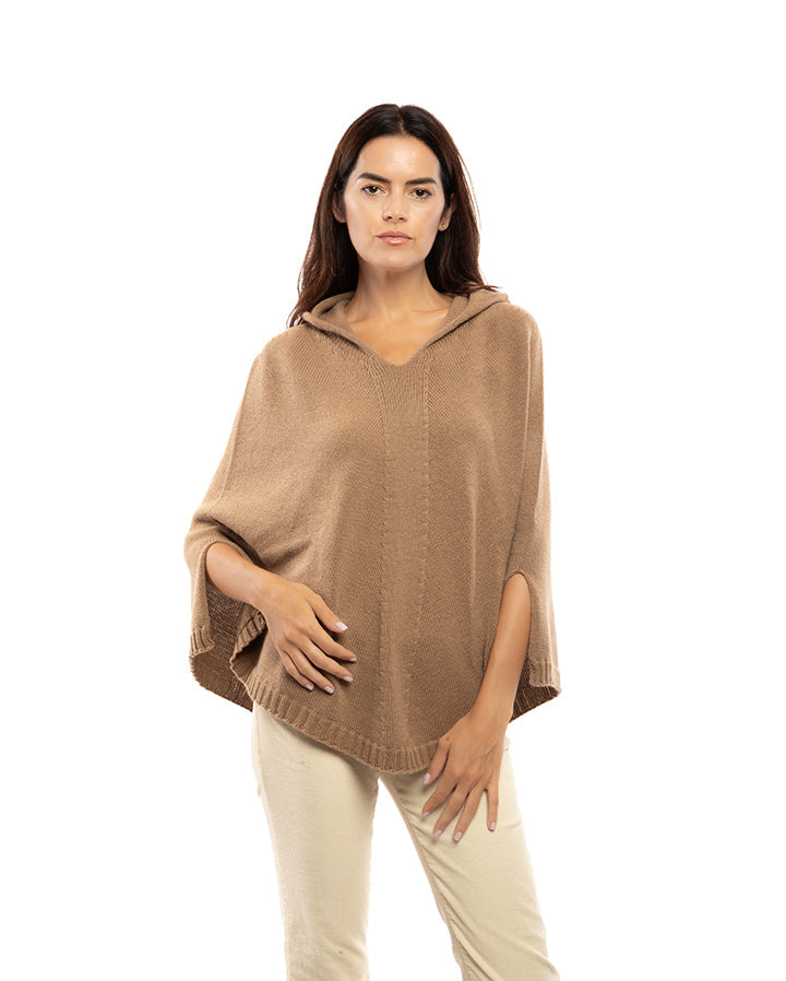 Hoodie Poncho Pure Cashmere Camel Made In Italy 4