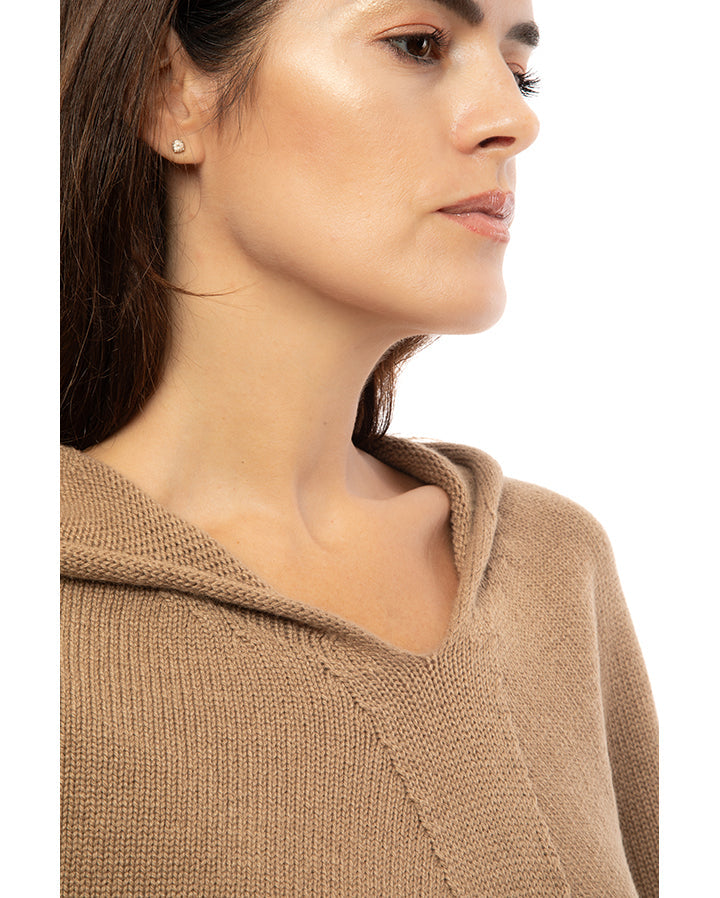 Hoodie Poncho Pure Cashmere Camel Made In Italy 6