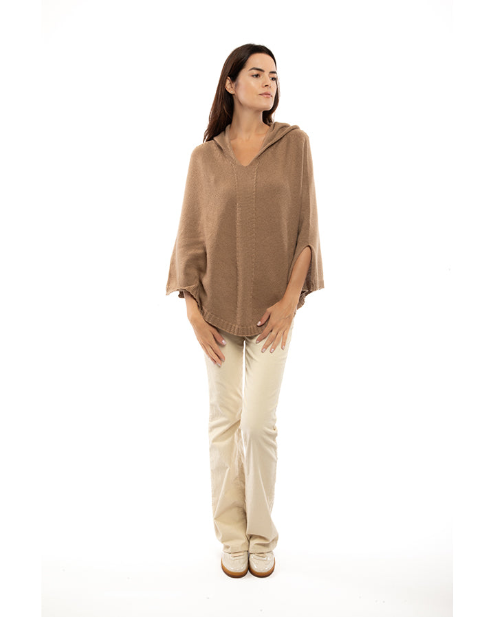 Hoodie Poncho Pure Cashmere Camel Made In Italy 7