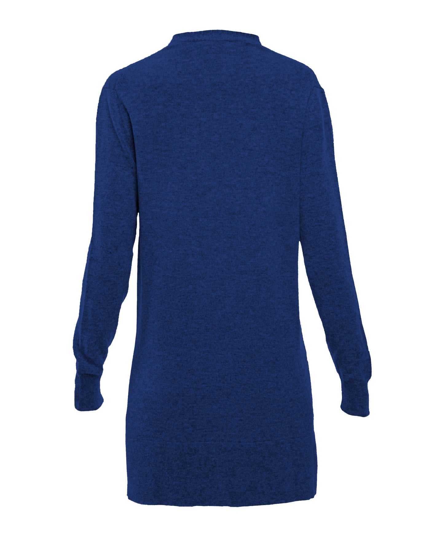 Long Cardigan Sweater Pure Cashmere Made In Italy Melange Blue 2