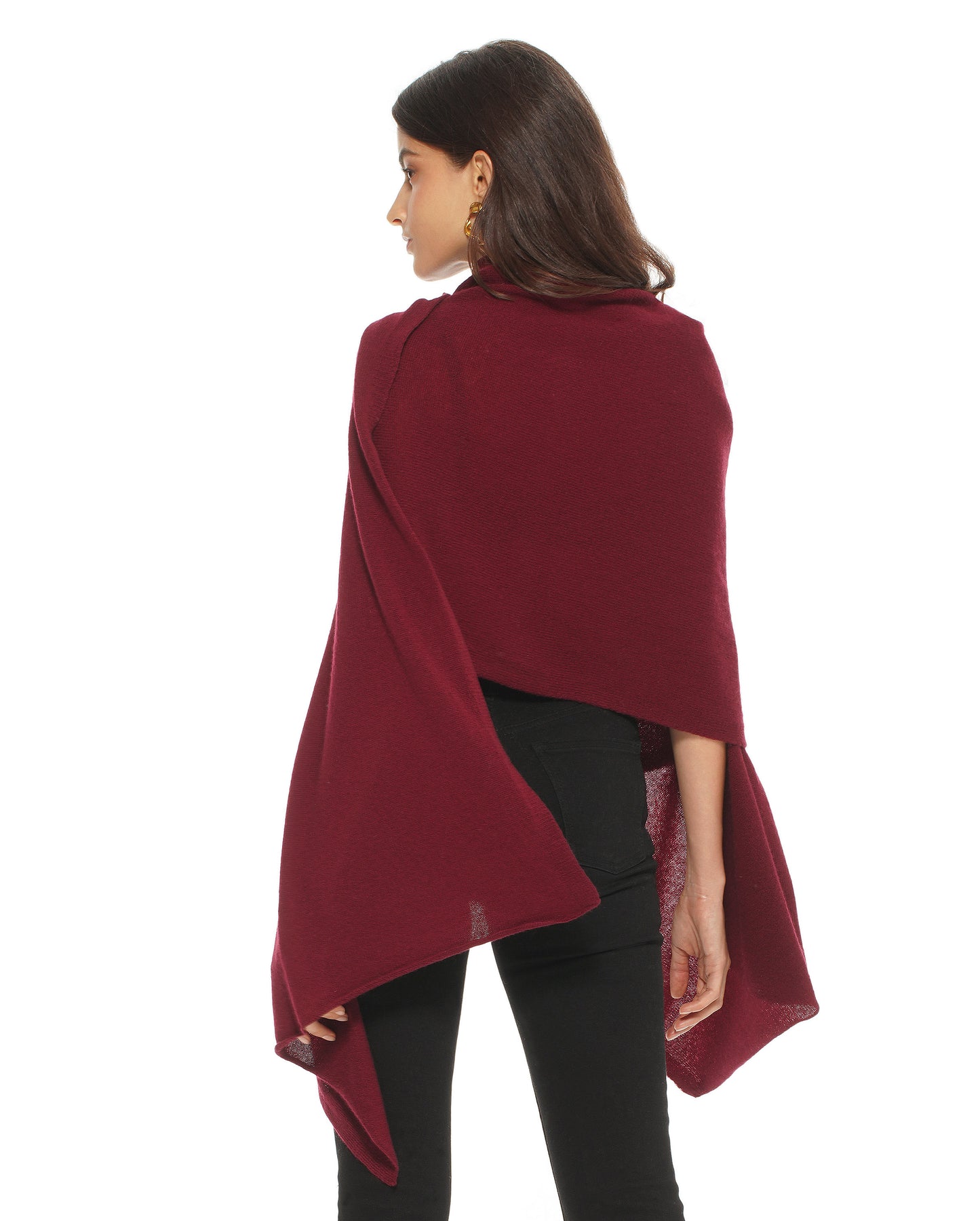 Women's Pure Cashmere Maxi Wrap Bordeaux Made In Italy 4
