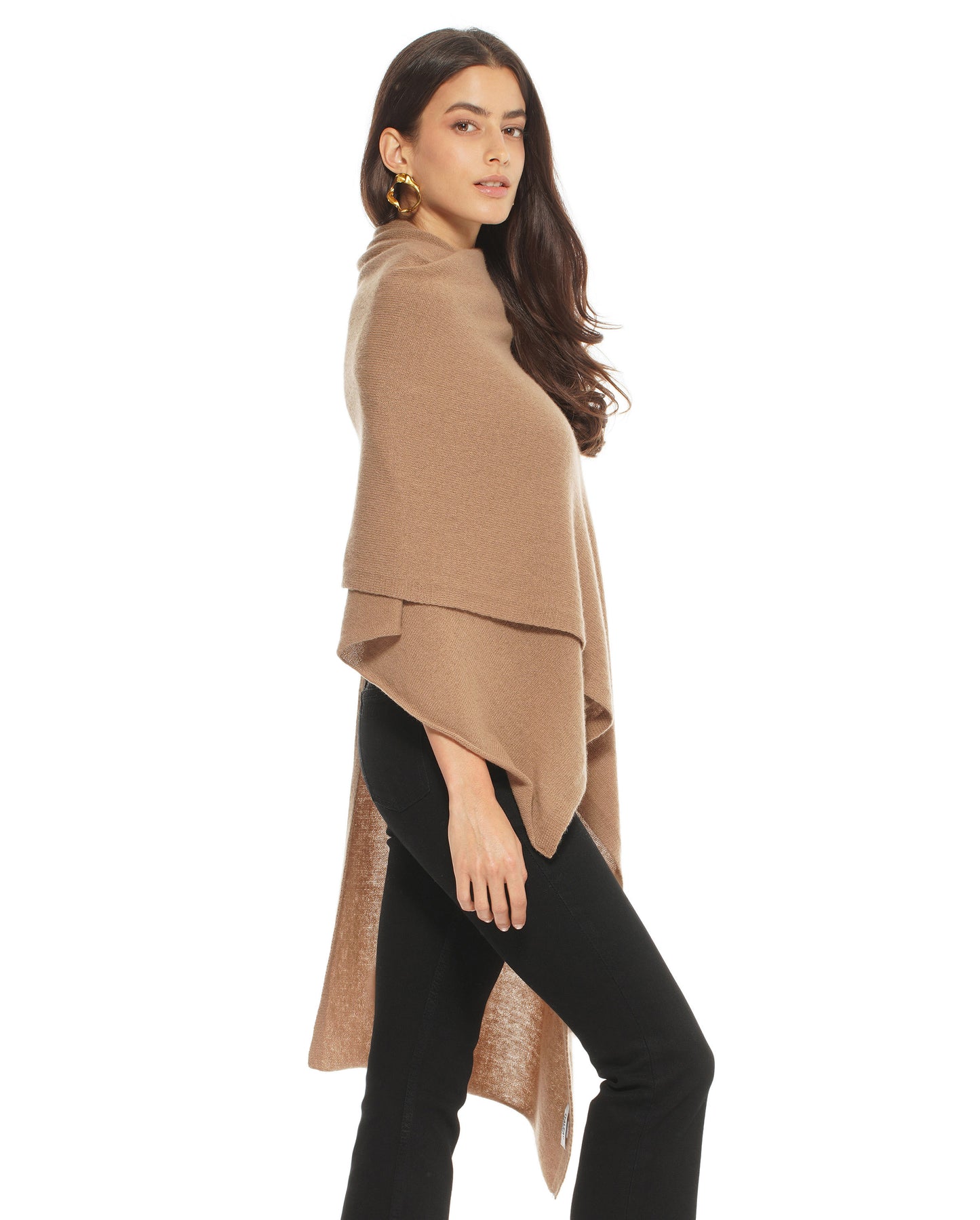 Women's Pure Cashmere Maxi Wrap Camel Made In Italy 4