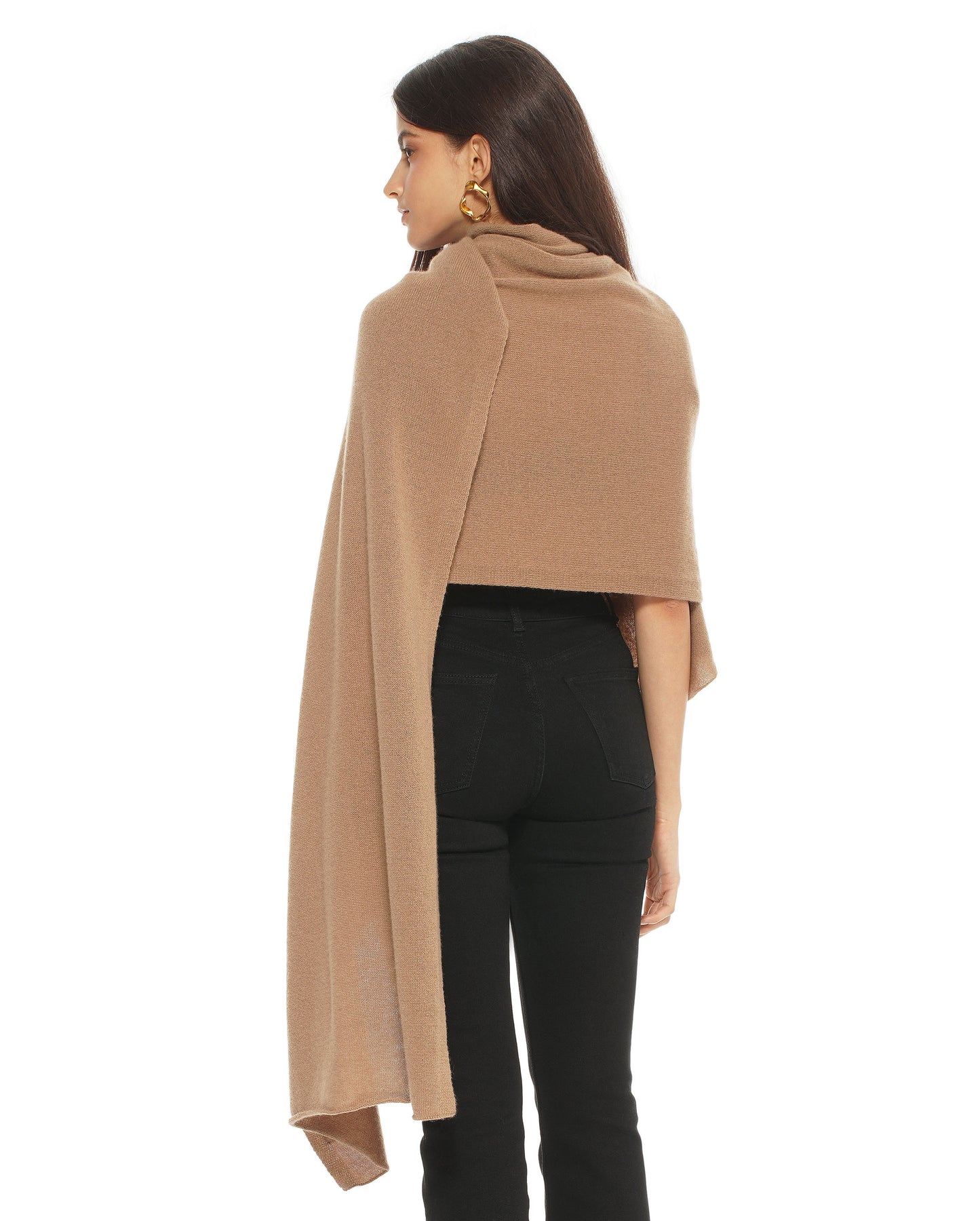 Women's Pure Cashmere Maxi Wrap Camel Made In Italy 5