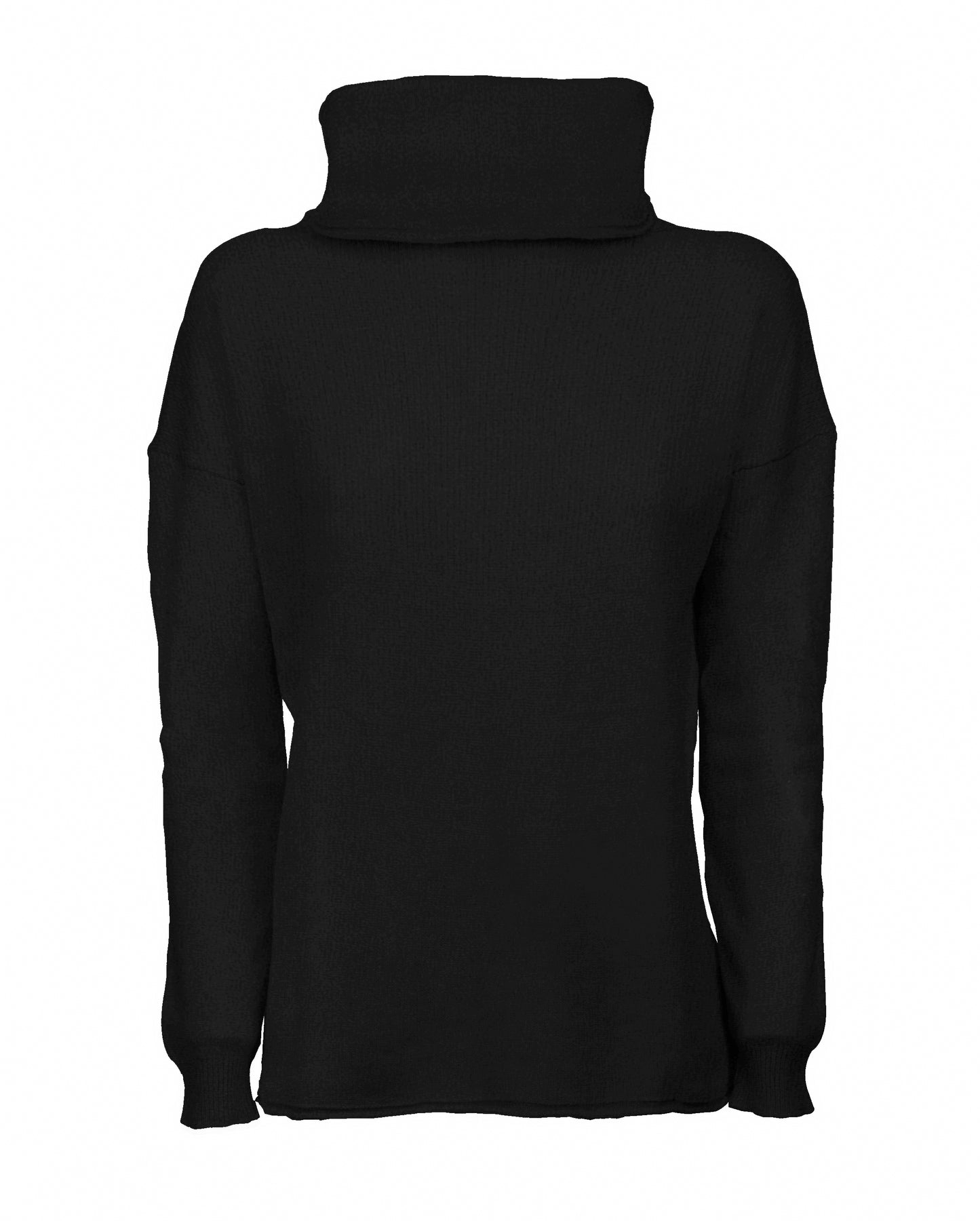 Oversized Cashmere Sweeater Cowl Neck Made In Italy Black 1