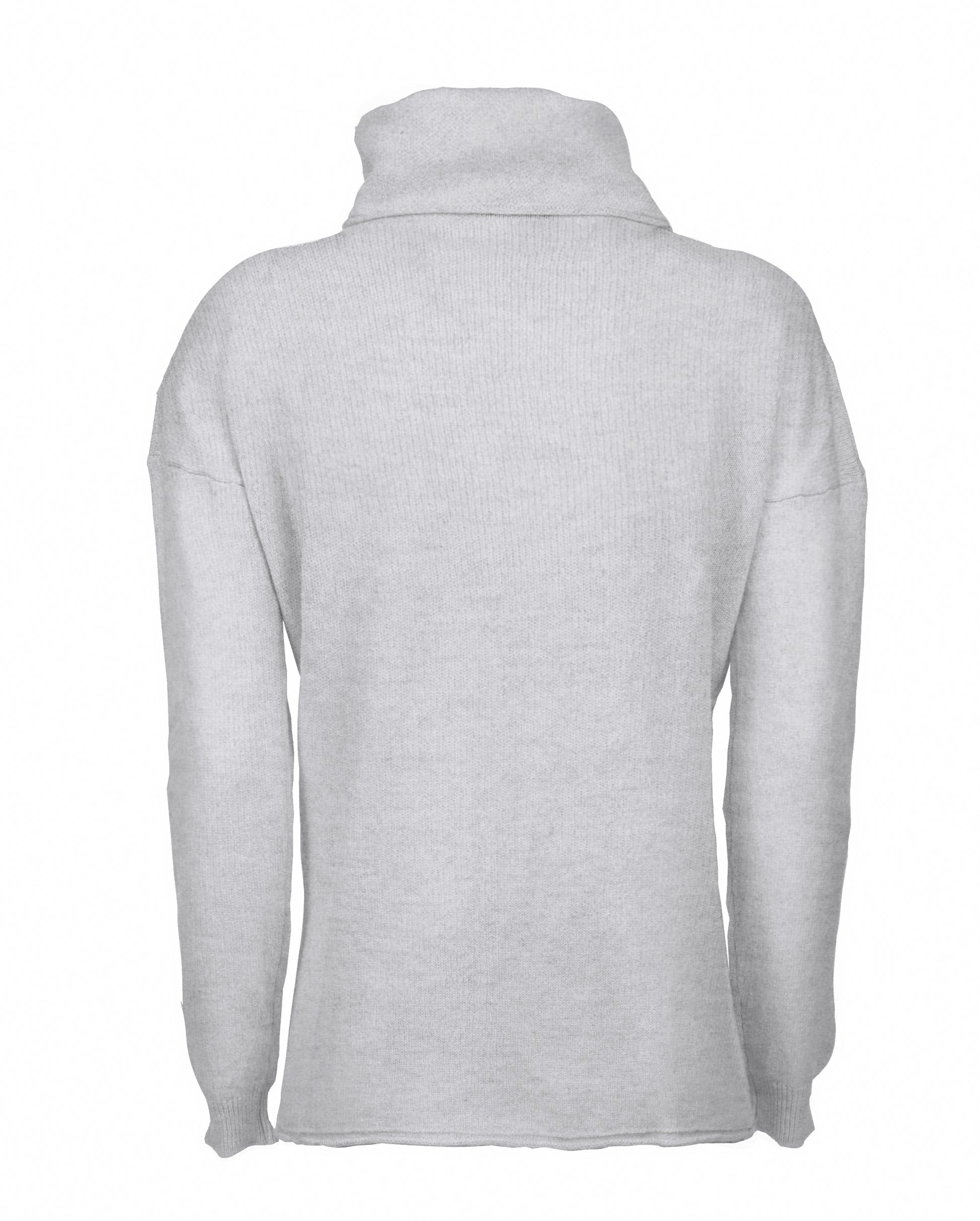 Oversized Cashmere Sweeater Cowl Neck Made In Italy Light Grey 2