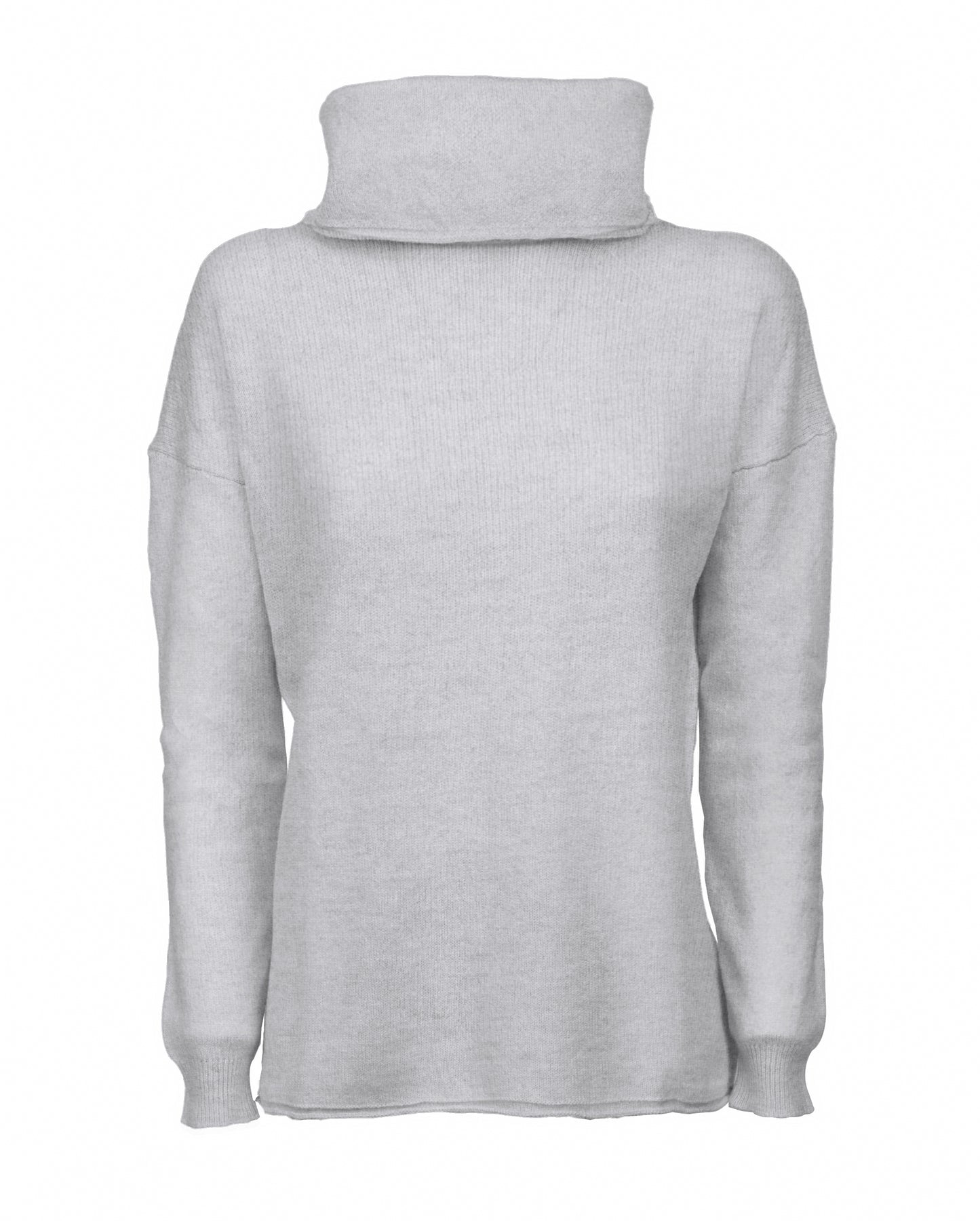 Oversized Cashmere Sweeater Cowl Neck Made In Italy Light Grey 1