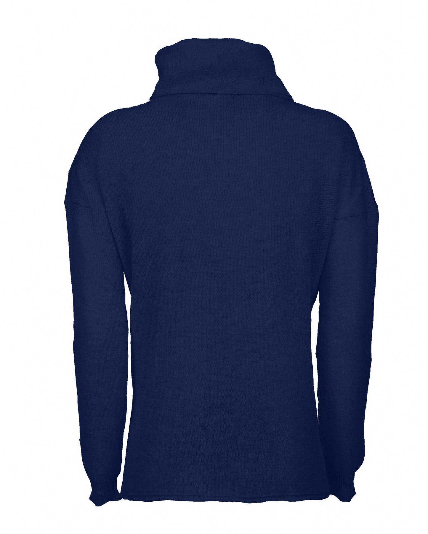 Oversized Cashmere Sweeater Cowl Neck Made In Italy Melange Blue 2