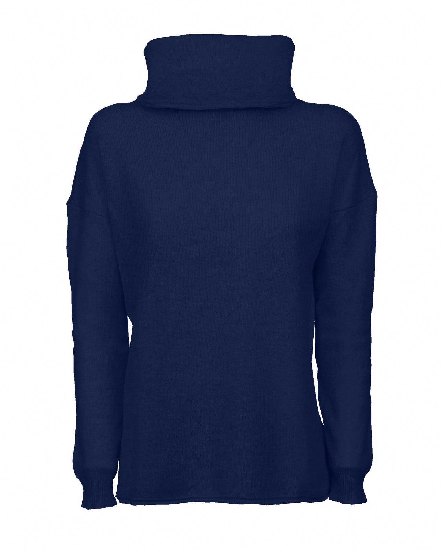 Oversized Cashmere Sweeater Cowl Neck Made In Italy Melange Blue 1