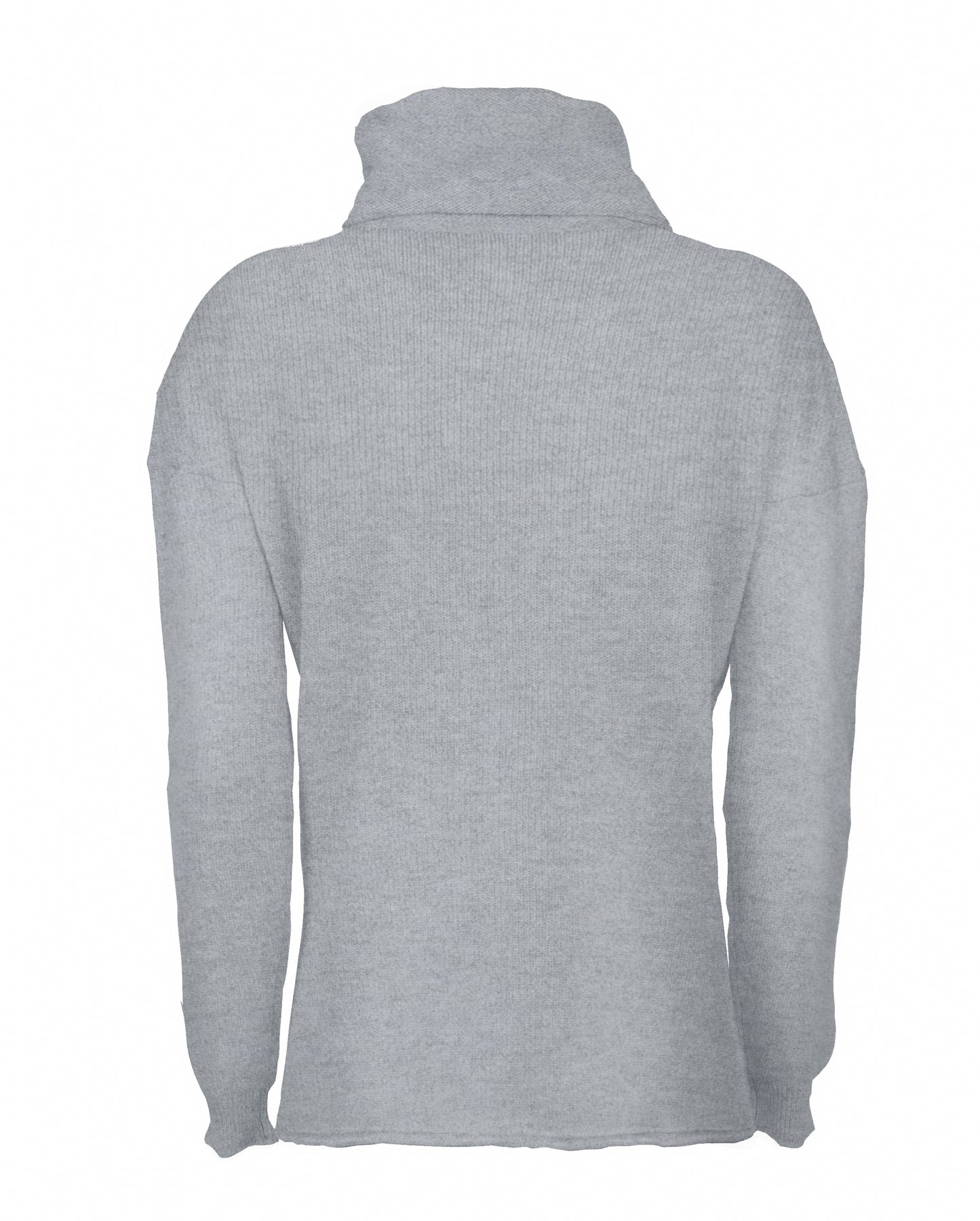 Oversized Cashmere Sweeater Cowl Neck Made In Italy Melange Grey 2