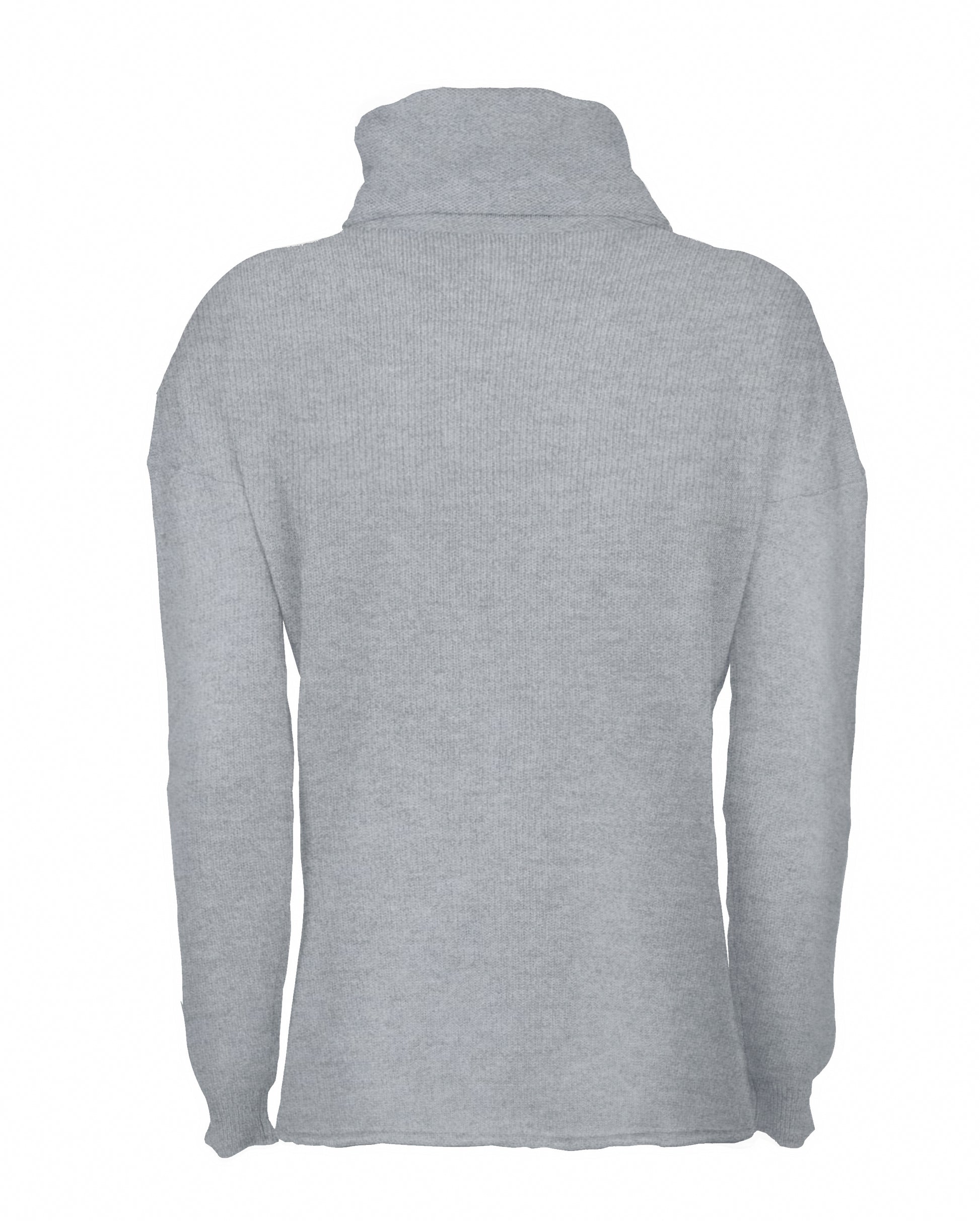 Oversized Cashmere Sweeater Cowl Neck Made In Italy Melange Grey 2