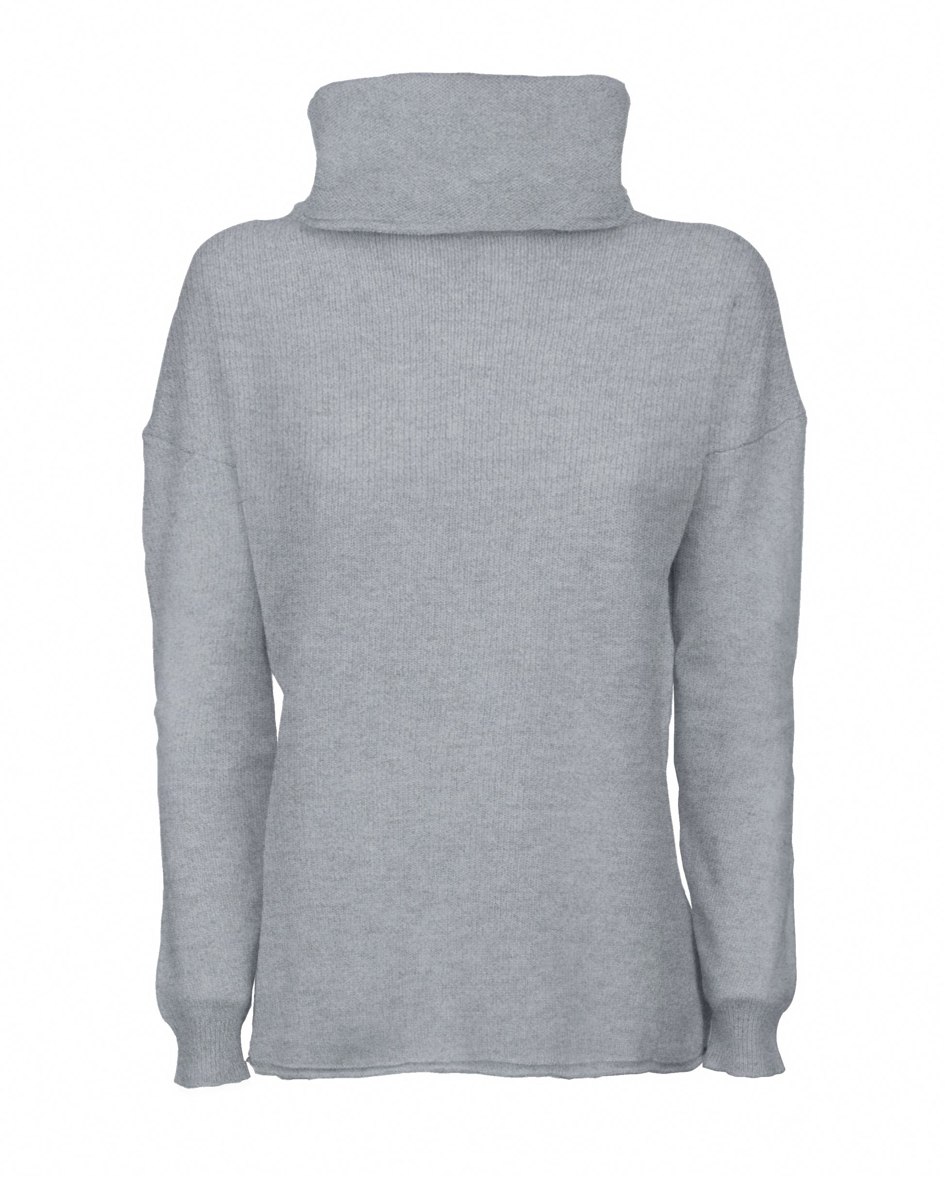 Oversized Cashmere Sweeater Cowl Neck Made In Italy Melange Grey 1