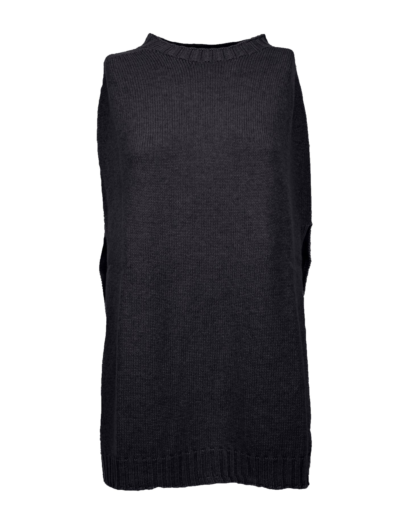 poncho side slits pure cashmere Black Made In Italy 1